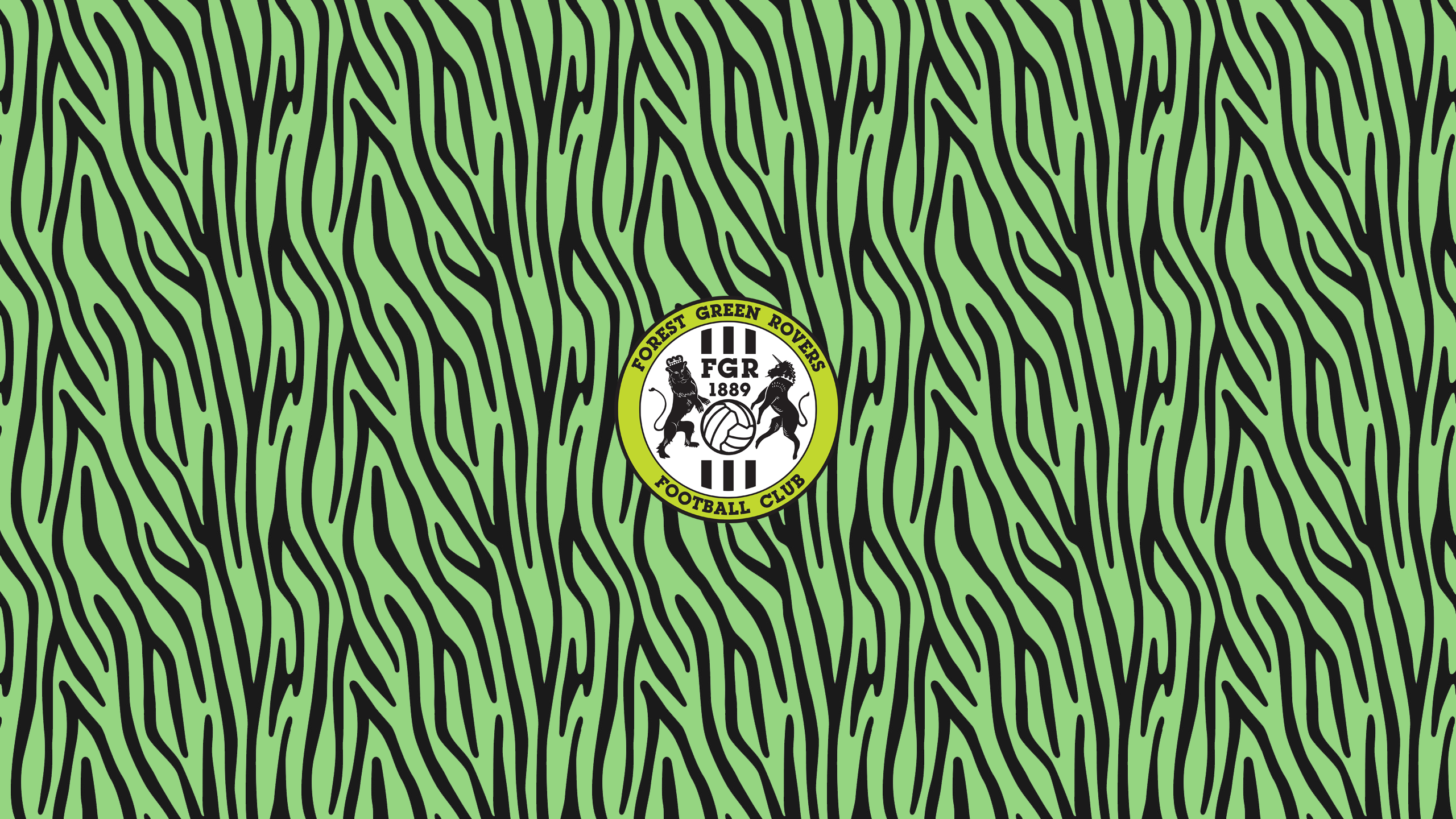 Forest Green Rovers F.C. logo on zebra pattern HD Wallpaper