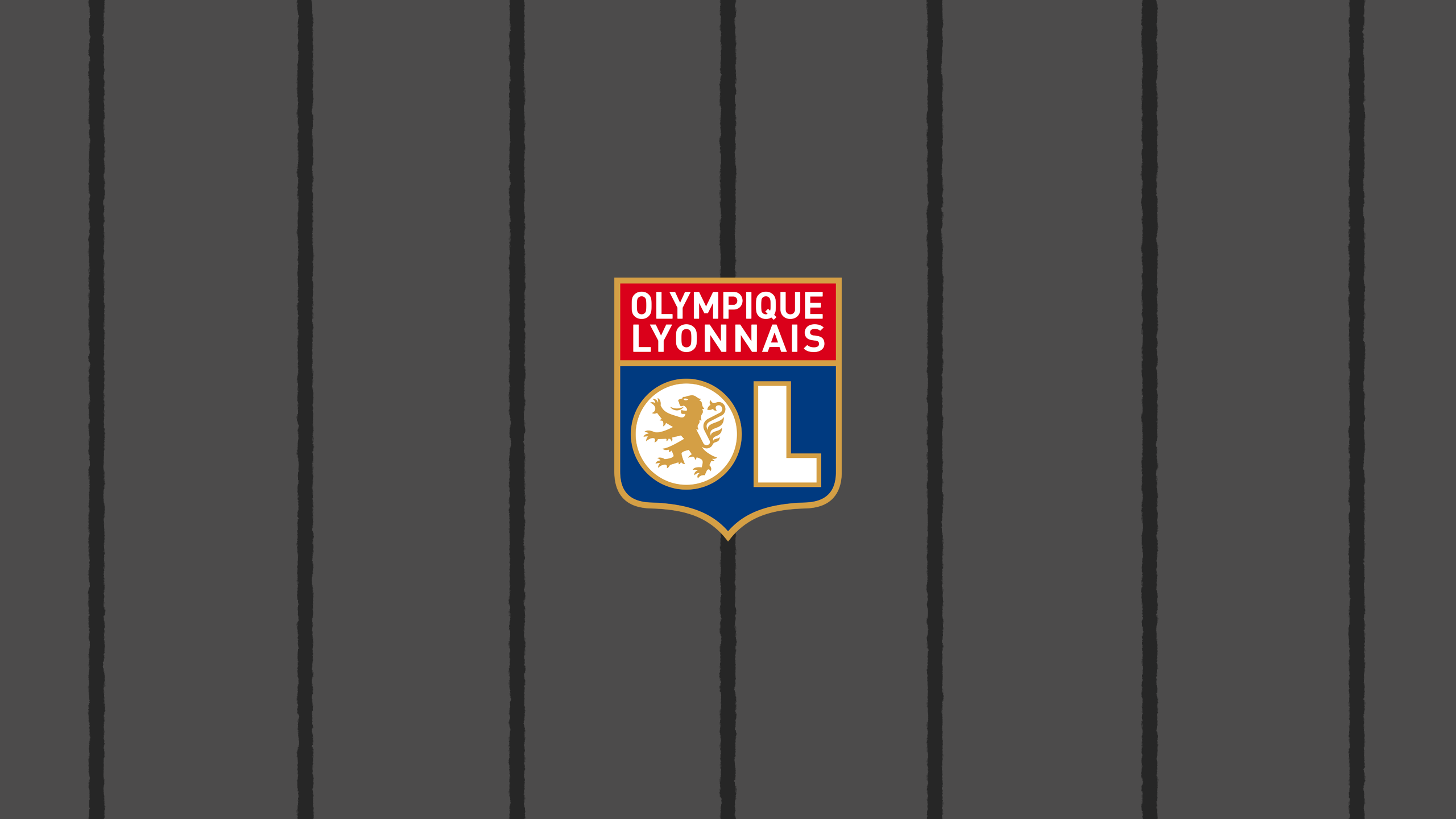 Olympique Lyonnais emblem on a striped background HD Wallpaper
