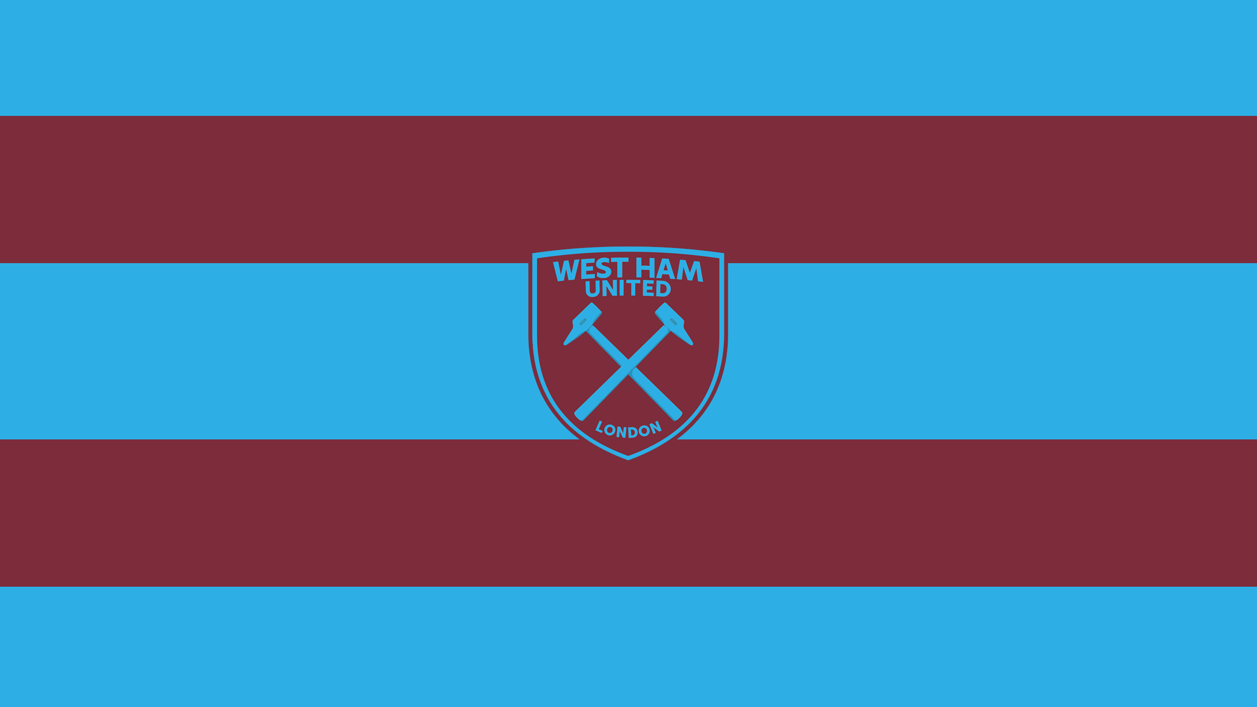 West Ham United FC logo on claret and blue stripes HD Wallpaper