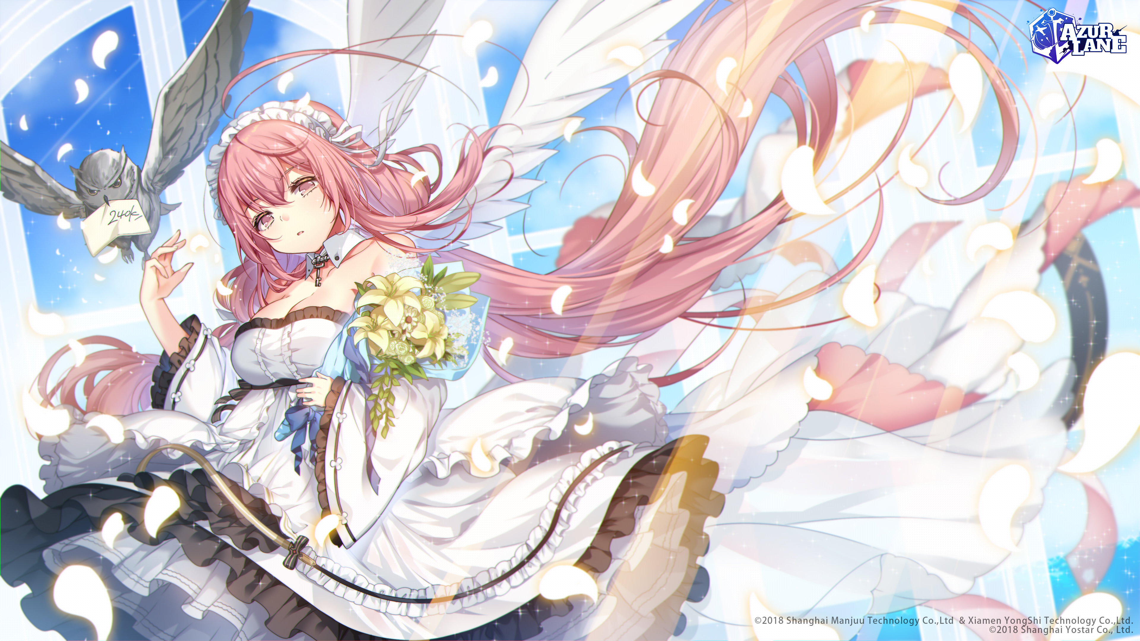 Azur Lane Perseus wedding dress with owl HD Wallpaper