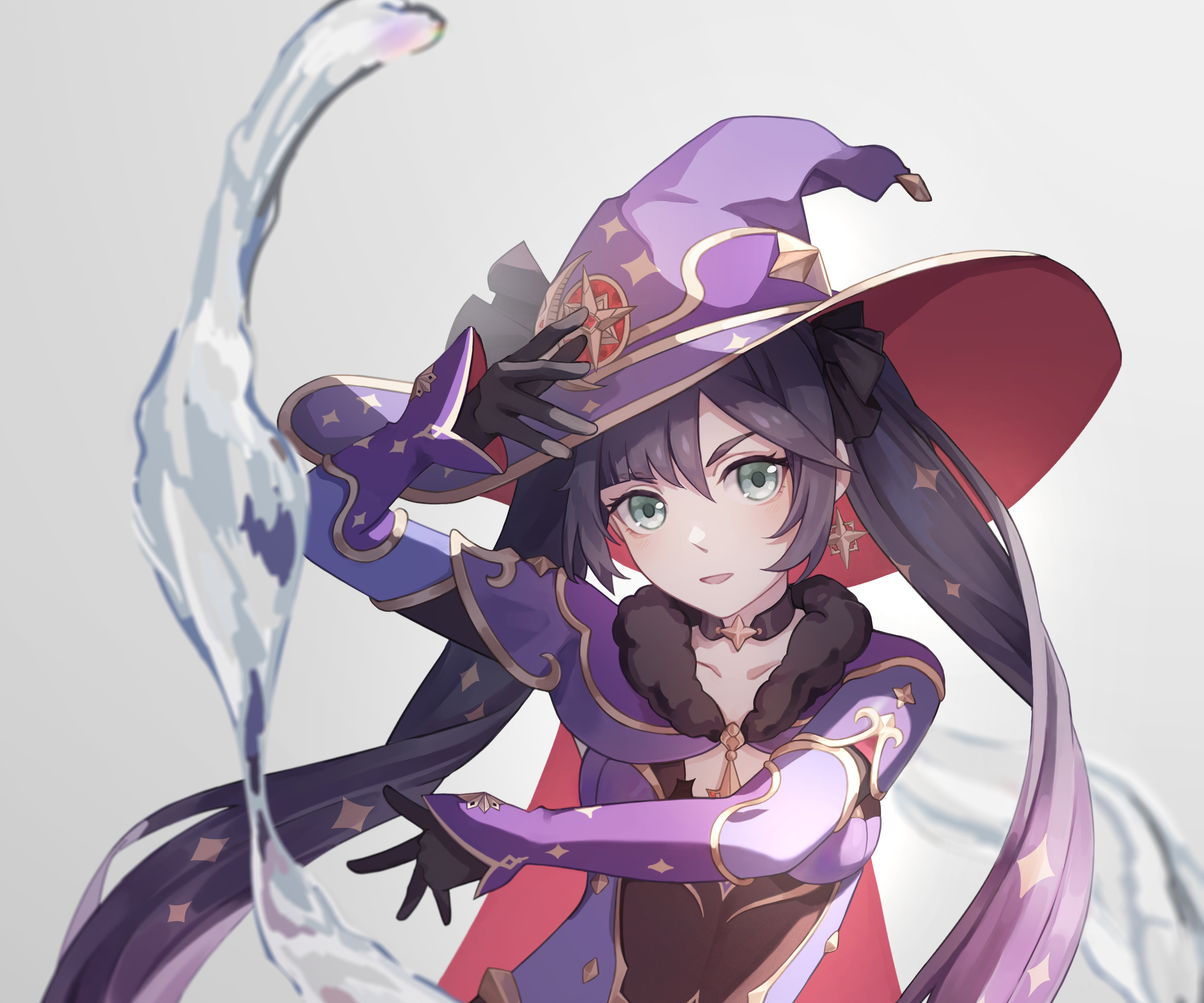 Mona from Genshin Impact with water magic HD Wallpaper