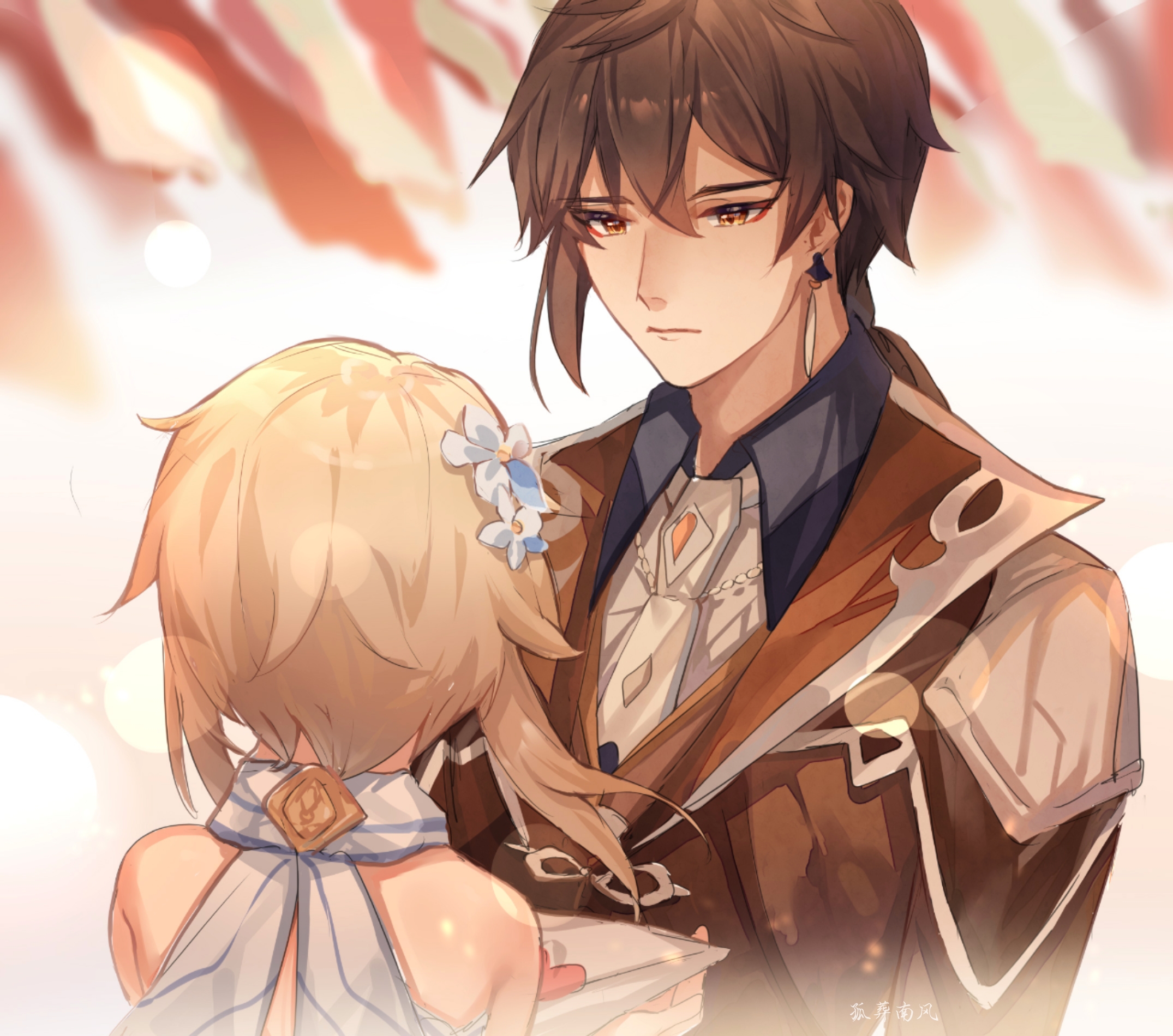 Genshin Impact: Lumine and Zhongli HD Wallpaper