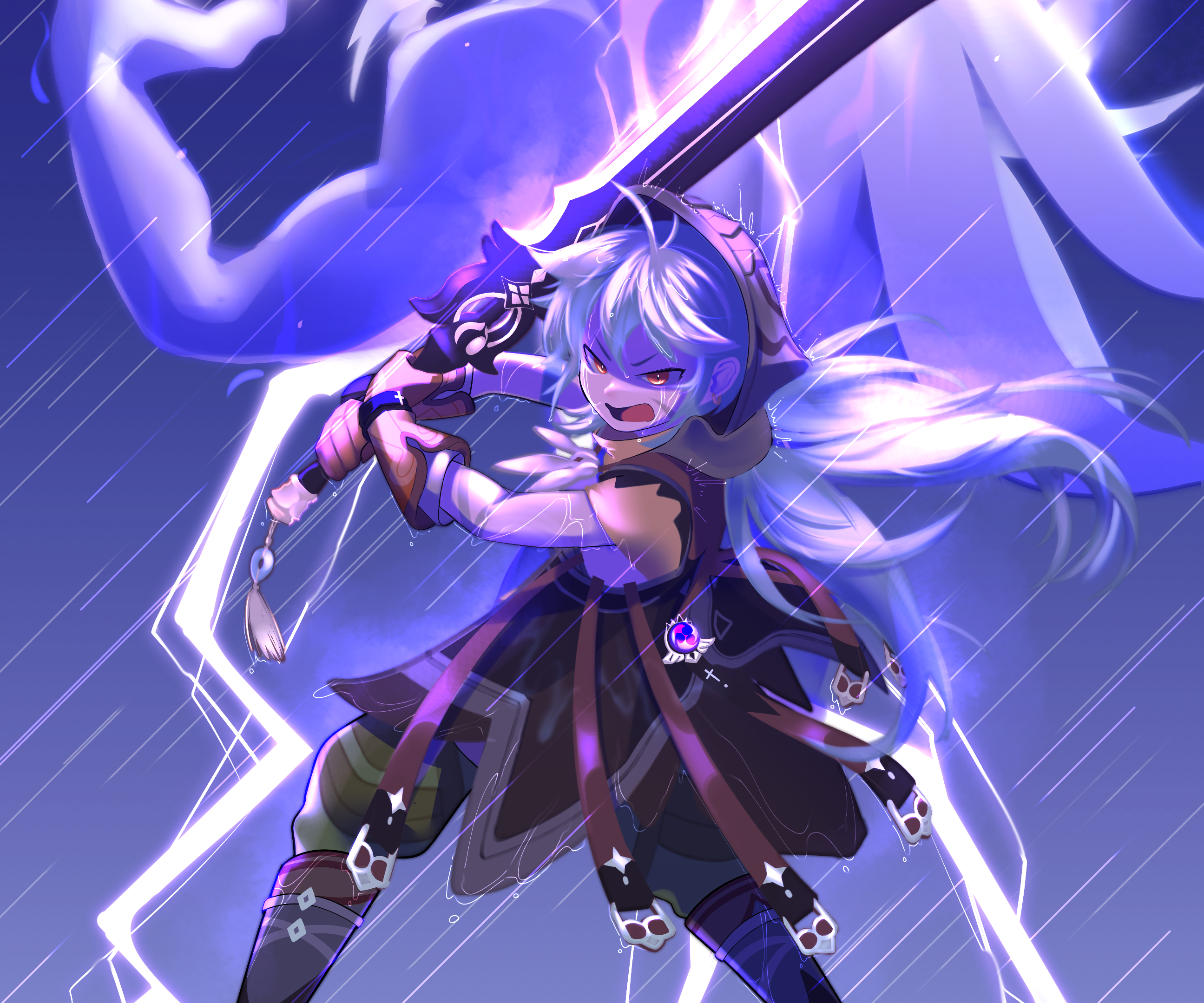 Razor from Genshin Impact Summoning Lightning HD Wallpaper
