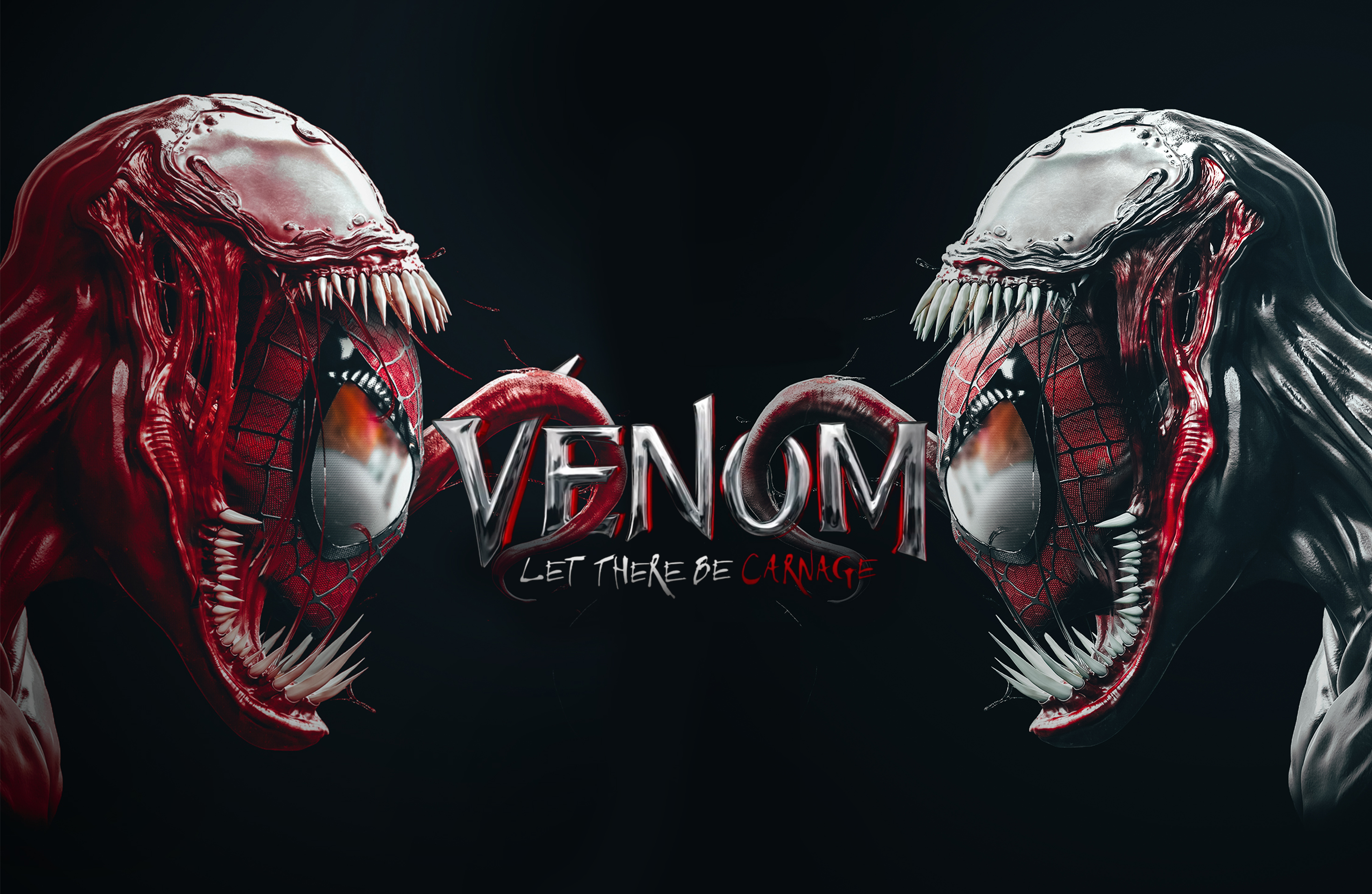 Venom and Carnage Face-Off Intense Scene HD Wallpaper