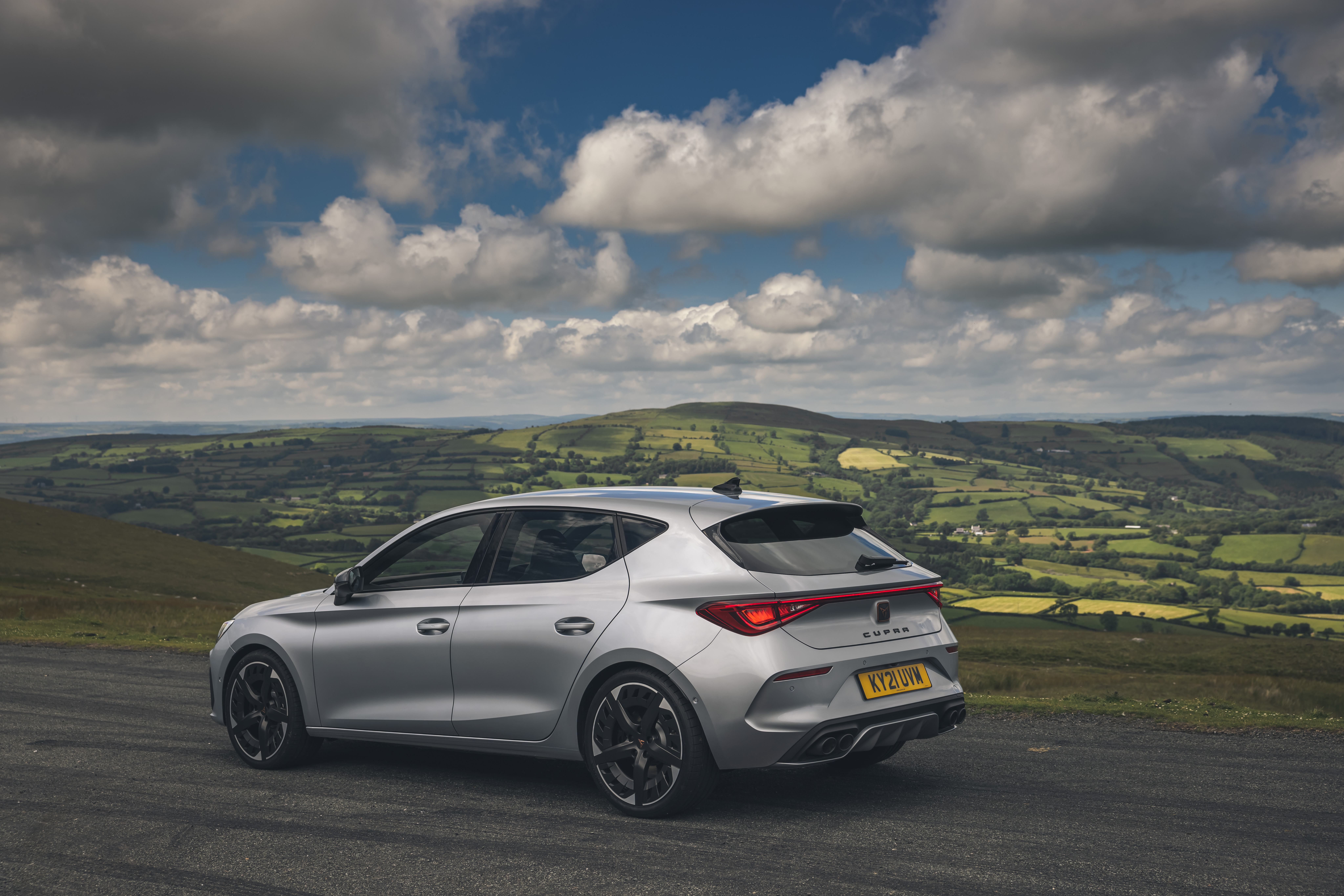 Silver 2021 Cupra Leon VZ3 on a scenic drive HD Wallpaper