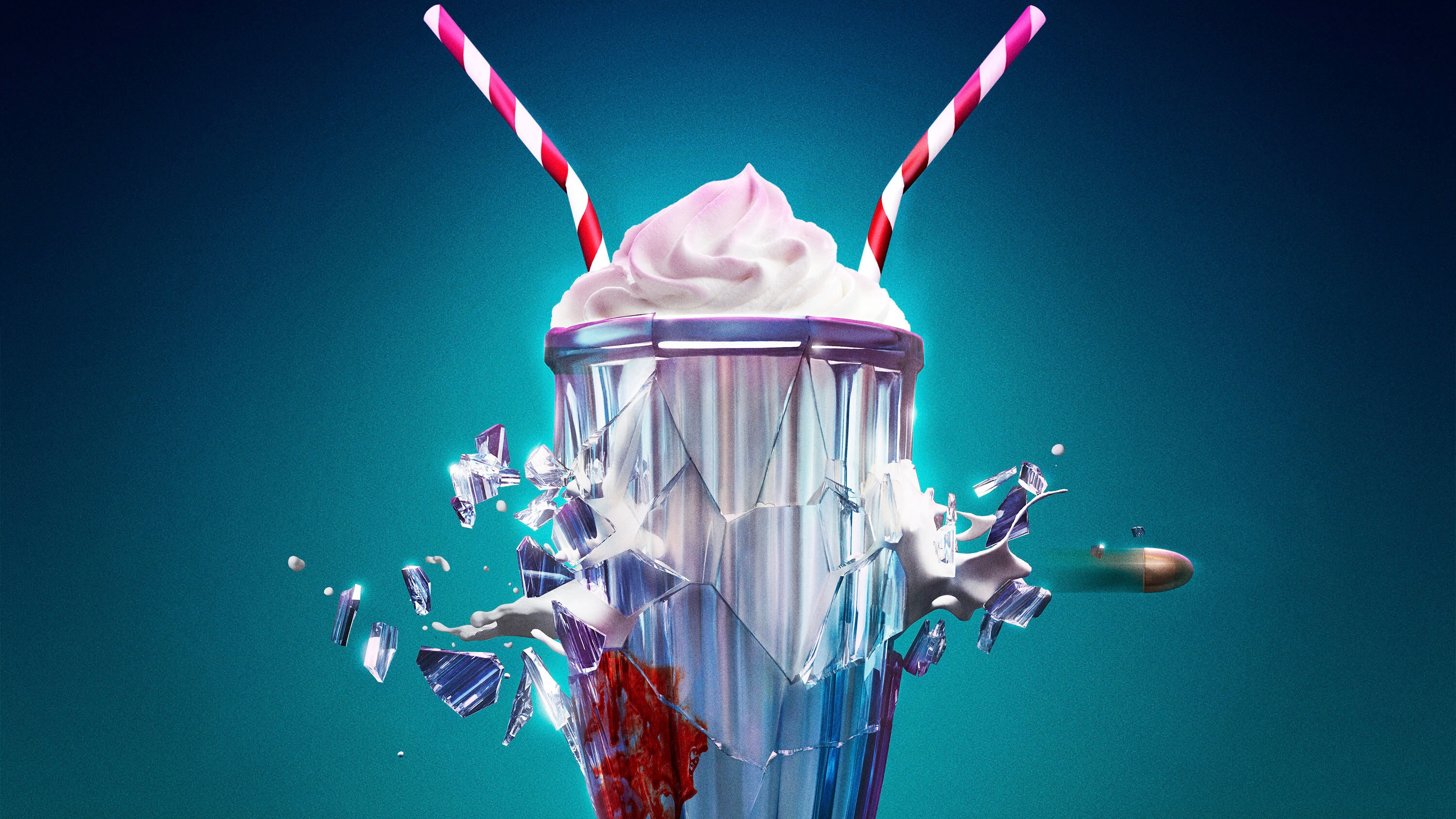 Gunpowder Milkshake: A Bullet Hits a Shattered Milkshake HD Wallpaper