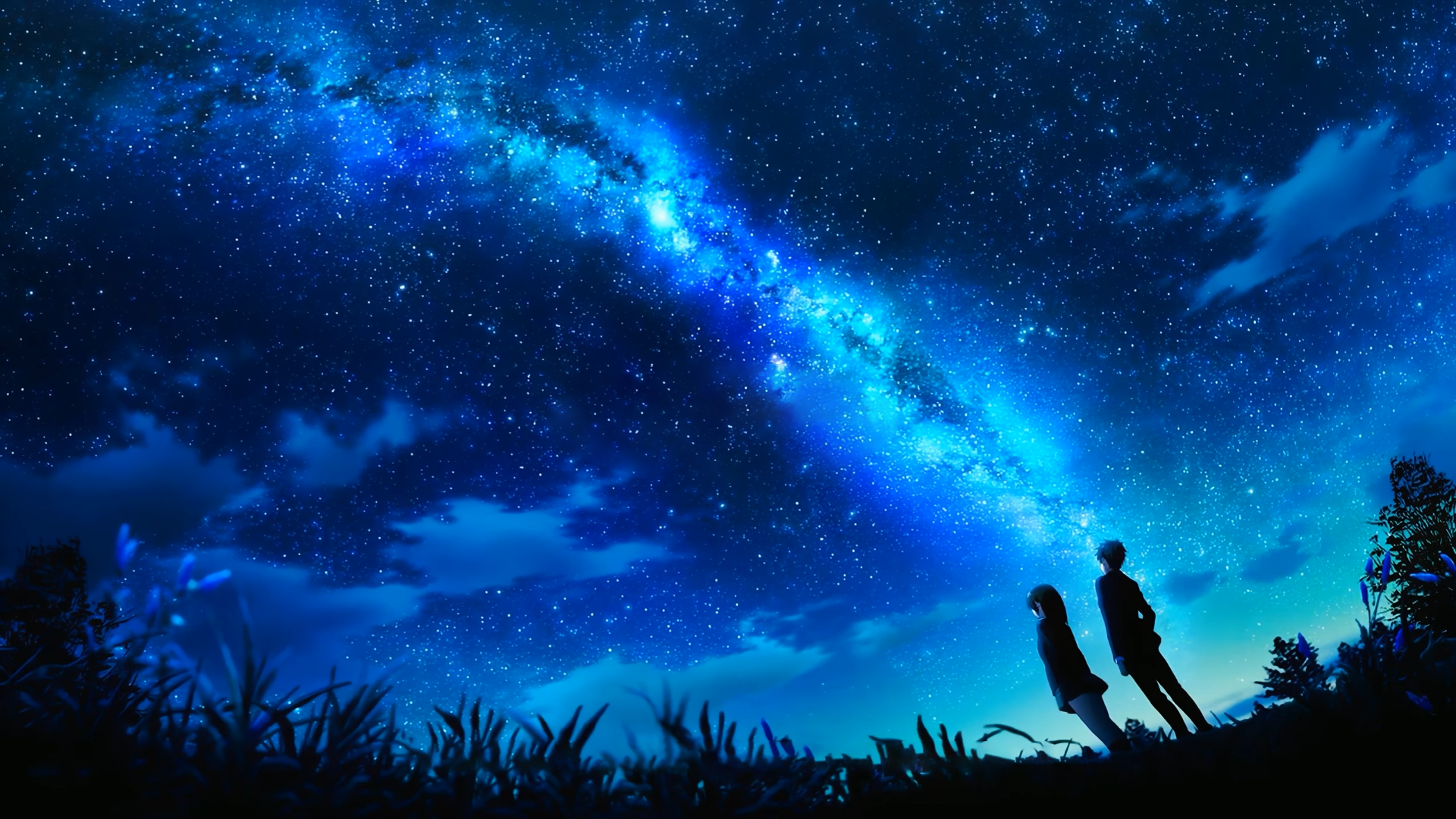 Higehiro: Sayu and Yoshida under the Milky Way HD Wallpaper