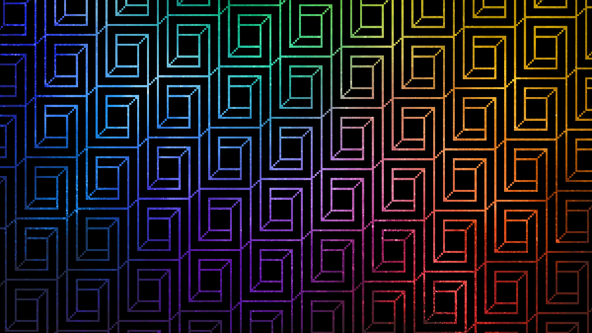 Rainbow geometric pixel art with cubic illusion HD Wallpaper