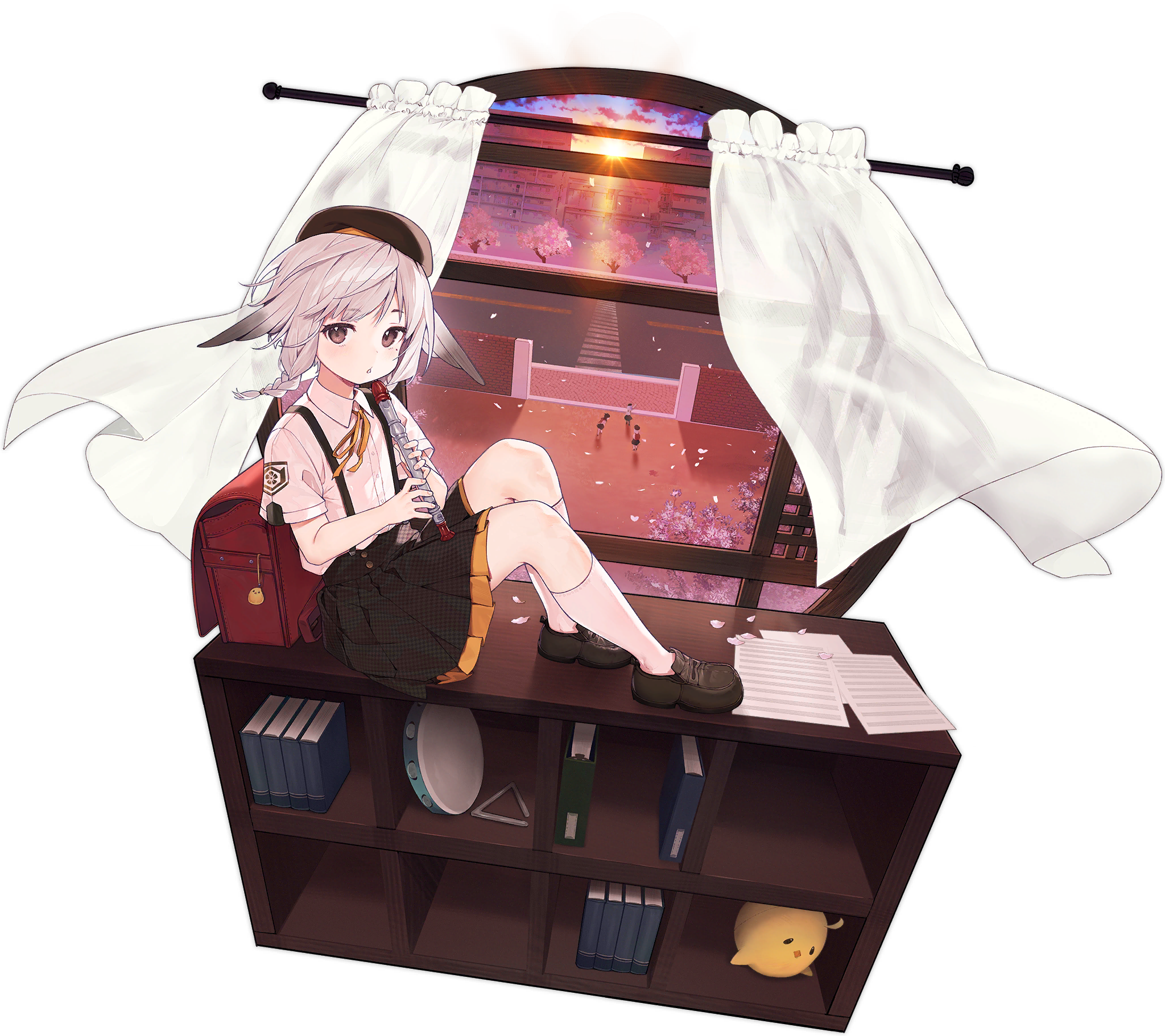 Azur Lane Kazagumo playing flute by the window HD Wallpaper