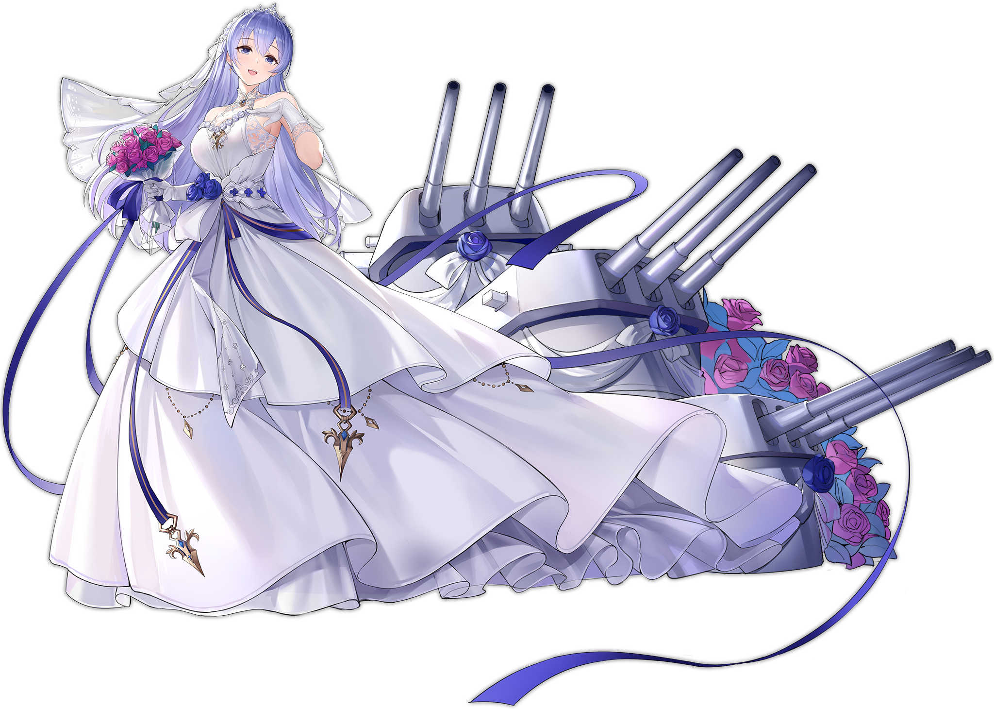 Azur Lane Rodney in Wedding Dress with Roses HD Wallpaper
