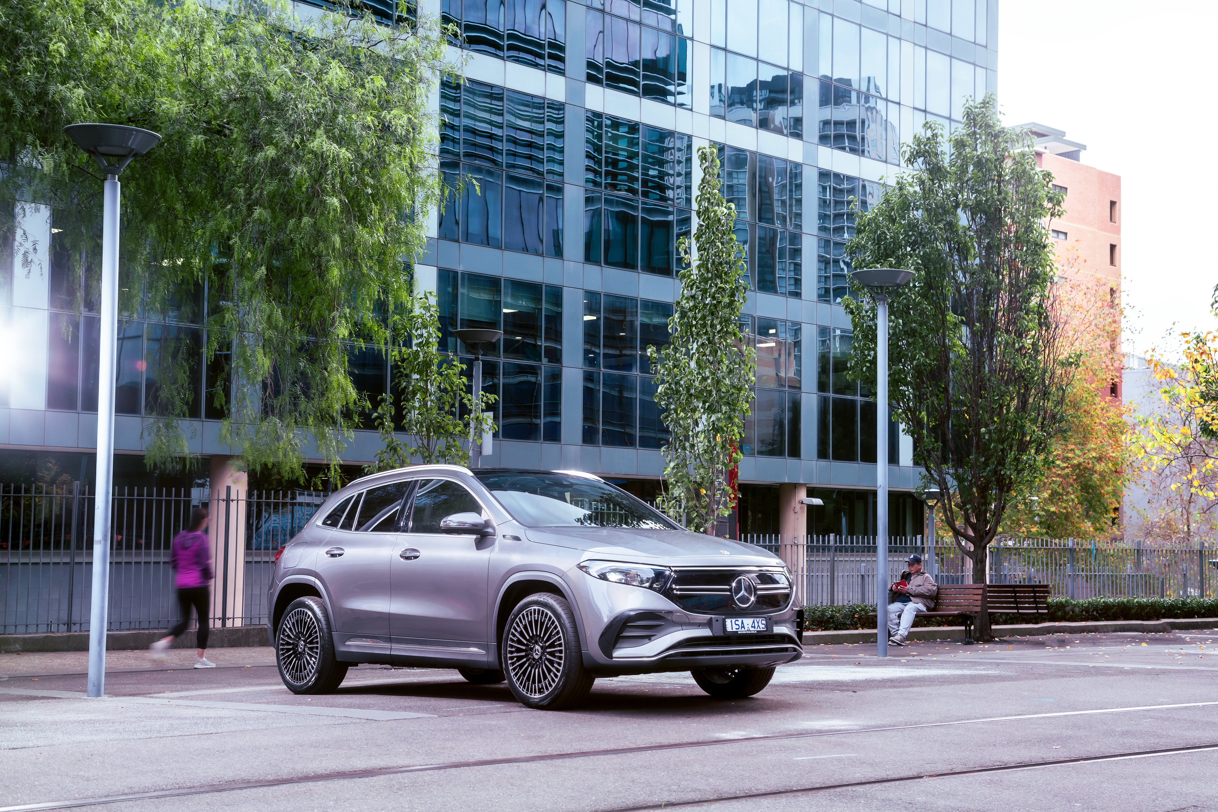 Grey 2021 Mercedes-Benz EQA 250 AMG Line electric SUV HD Wallpaper