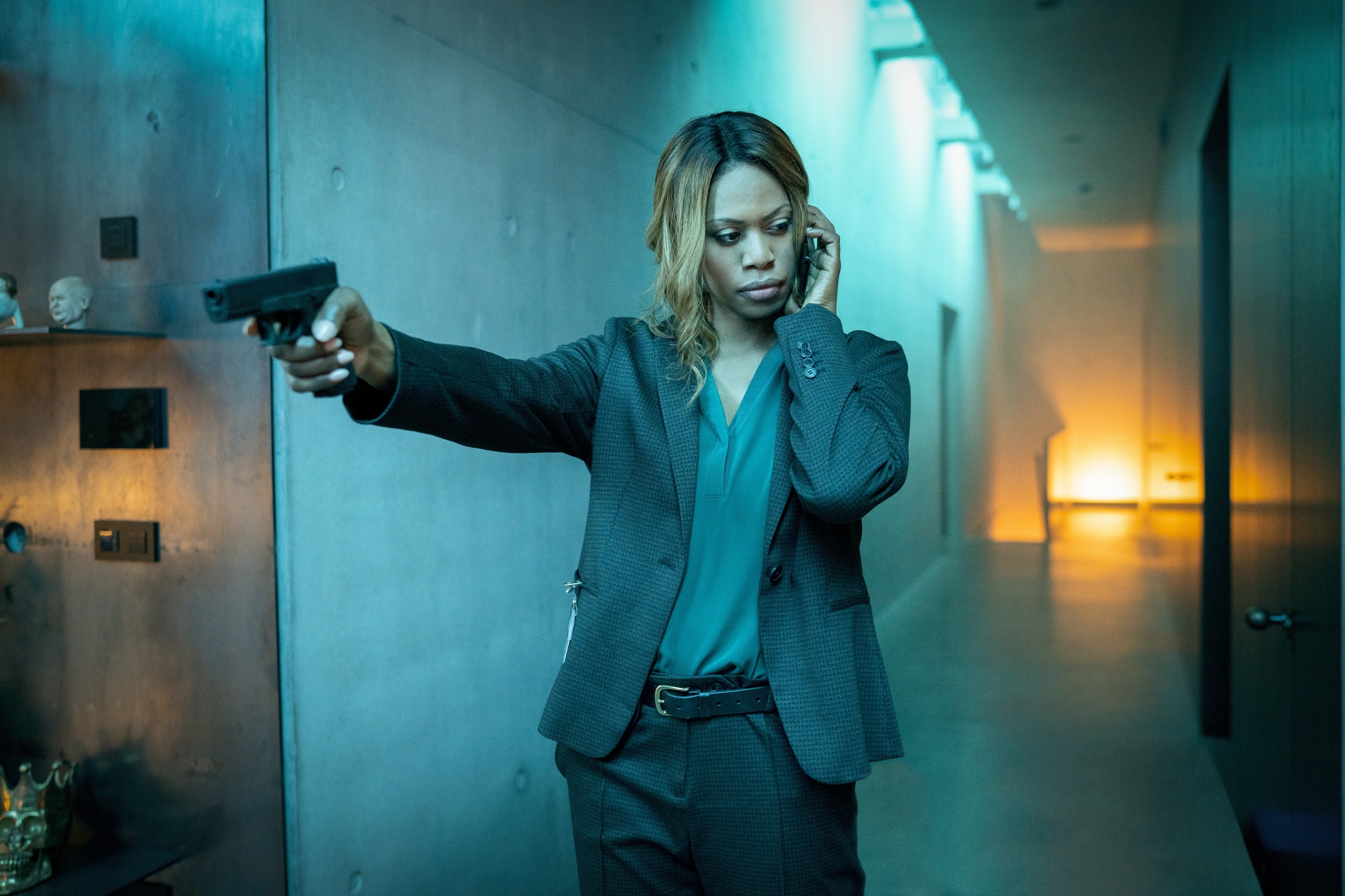 Laverne Cox in Jolt holding a gun HD Wallpaper