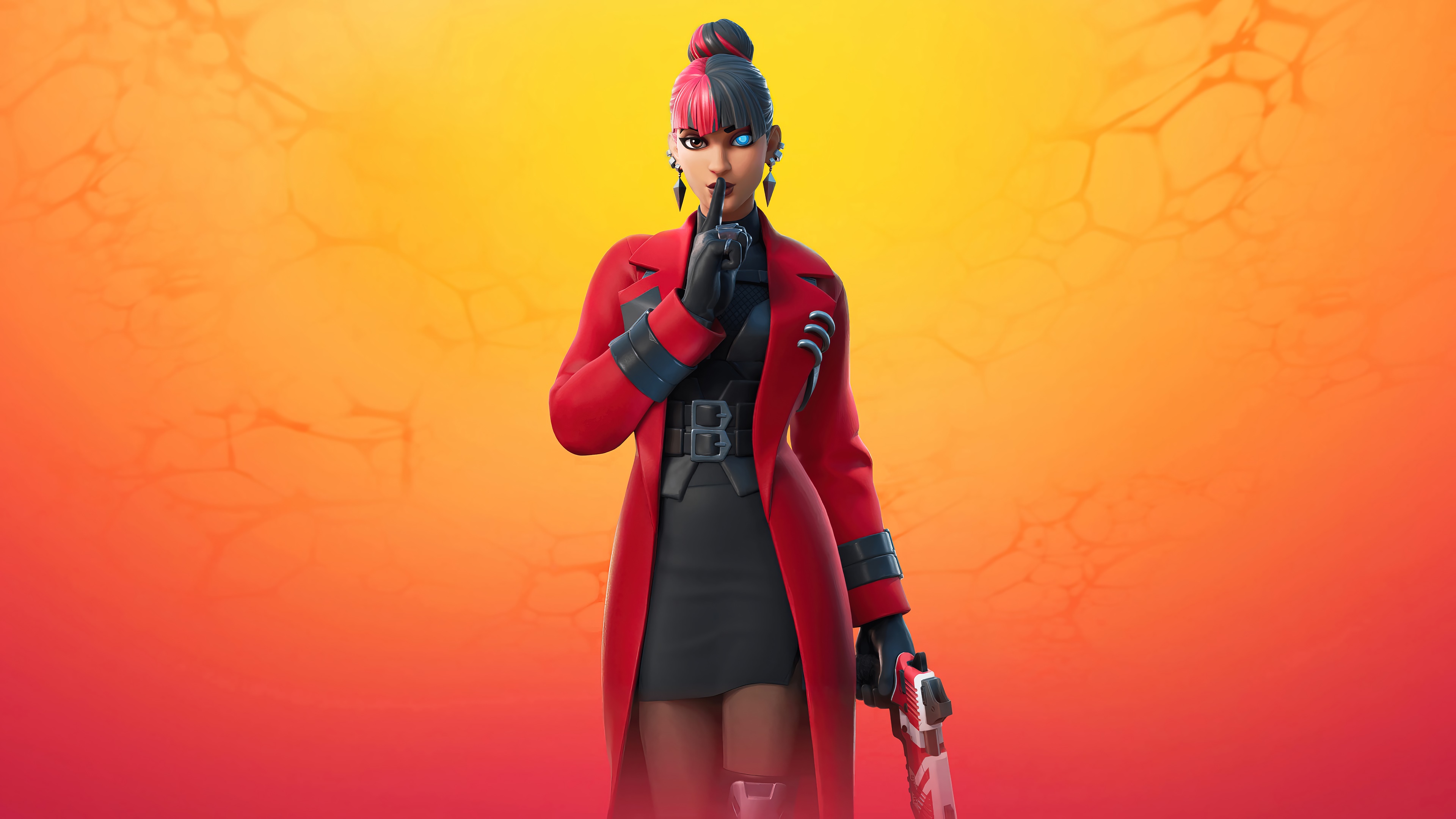 Kor from Fortnite in a red trenchcoat HD Wallpaper