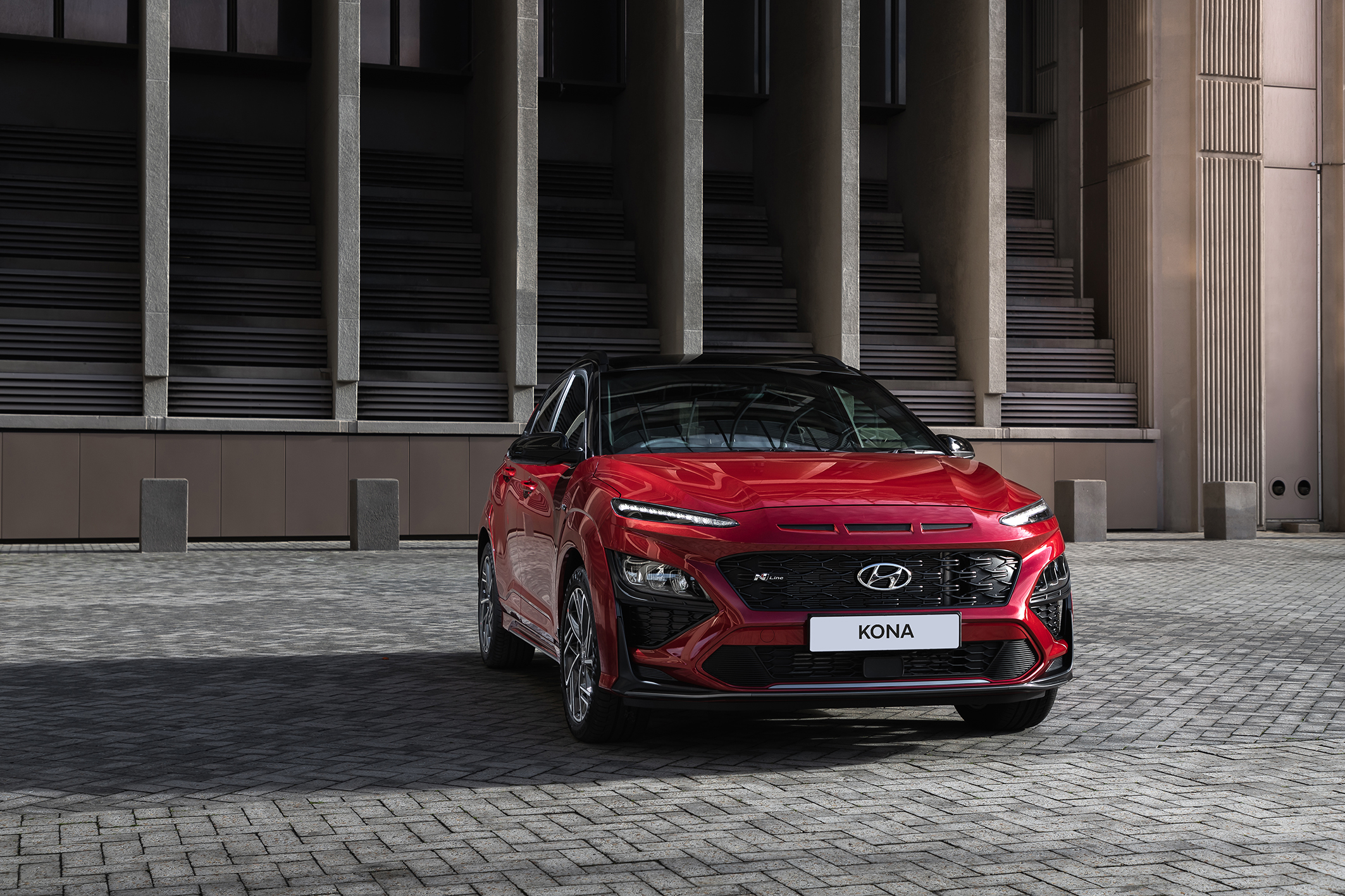 Red 2021 Hyundai Kona N Line SUV HD Wallpaper