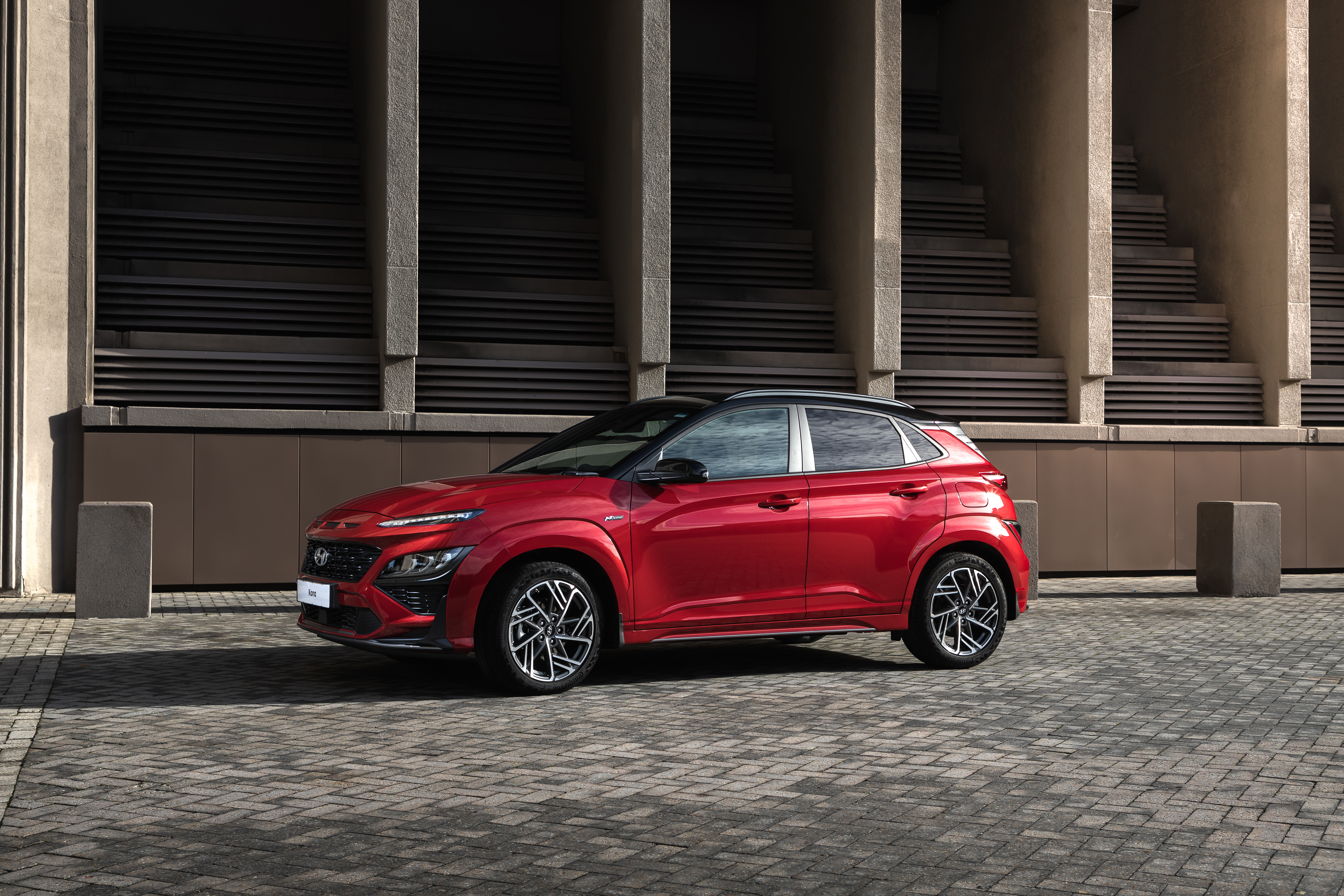 Red 2021 Hyundai Kona N Line SUV HD Wallpaper