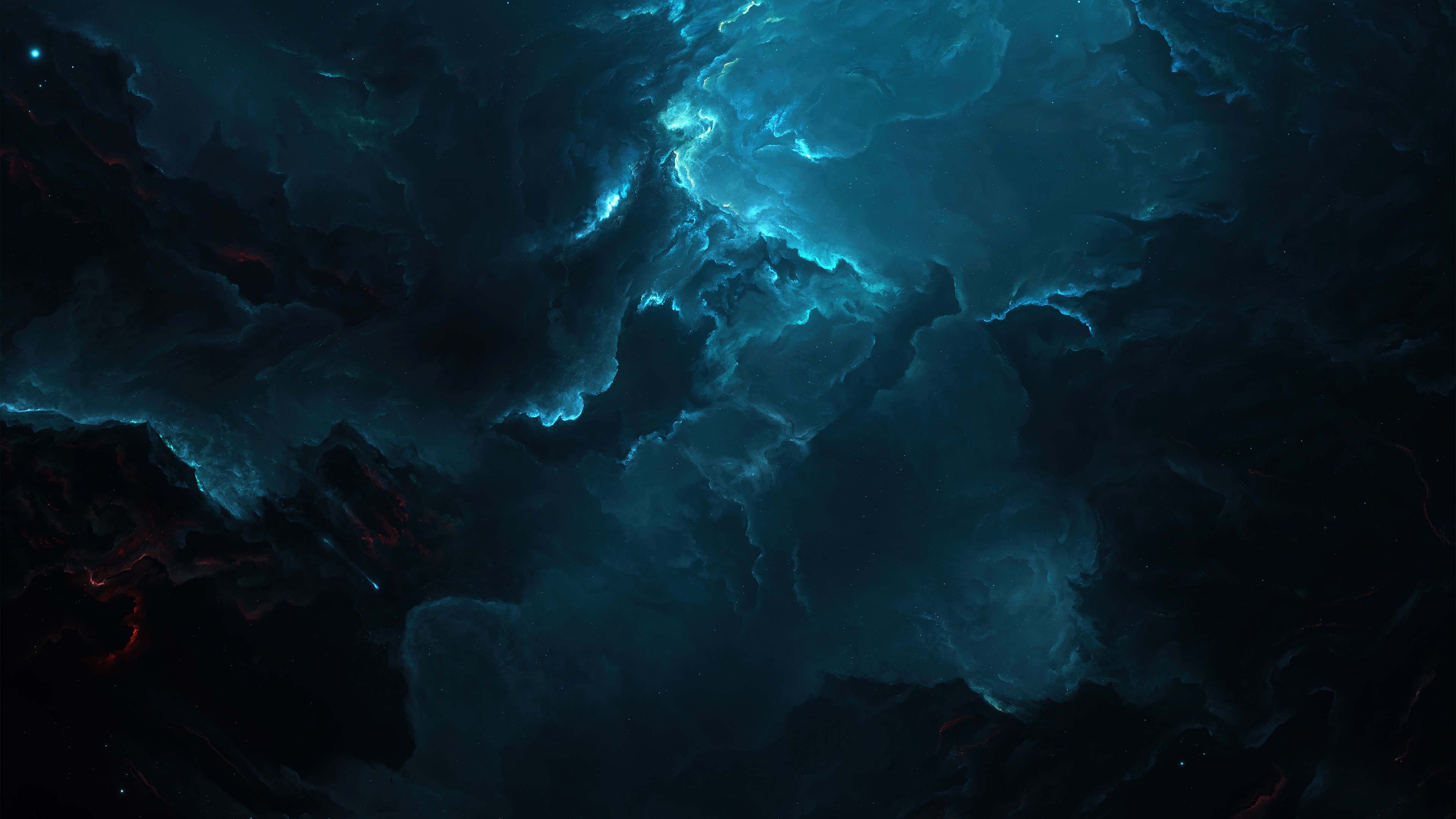 4K Space Nebula with Deep Blue Hues HD Wallpaper