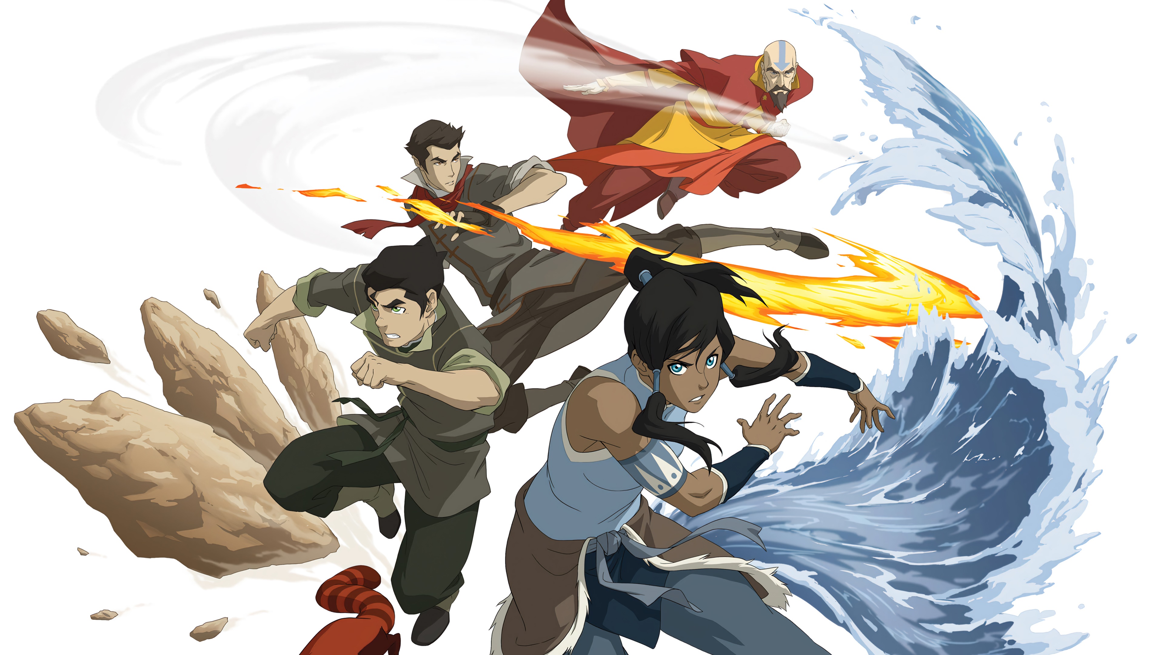 The Legend of Korra characters using bending HD Wallpaper