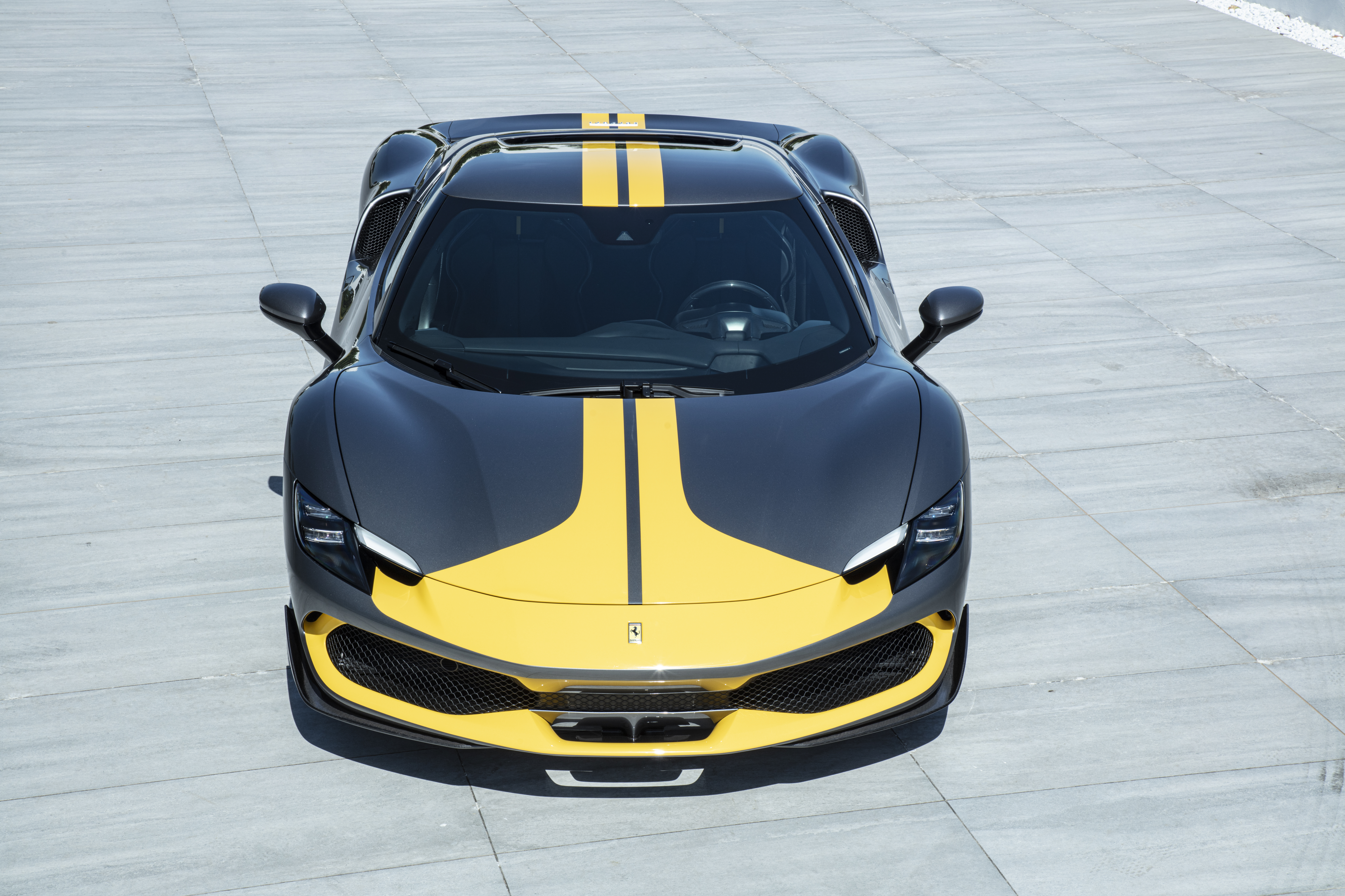 Ferrari 296 GTB Assetto Fiorano with yellow racing stripes HD Wallpaper
