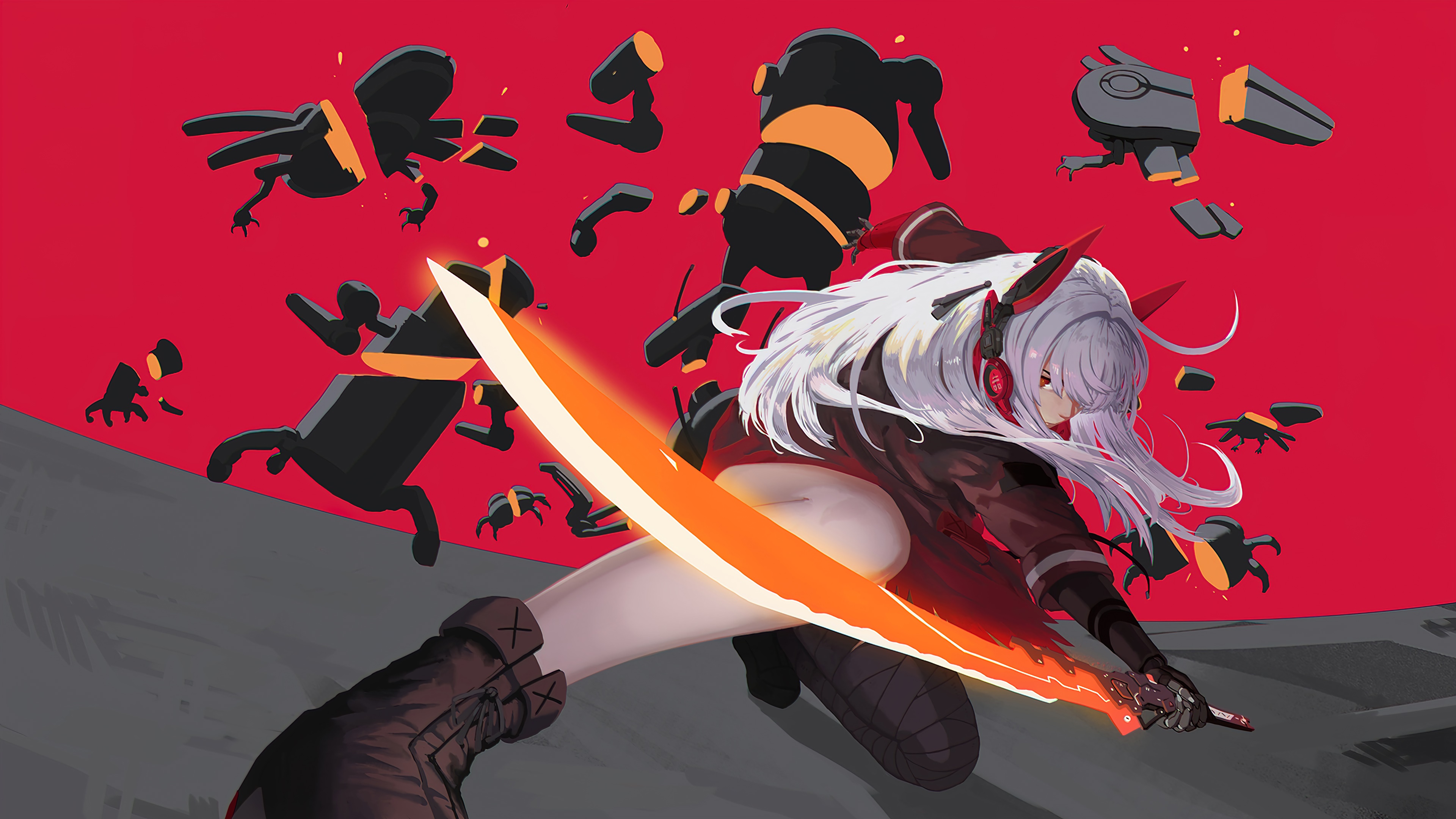 Lucia from Punishing Gray Raven fighting robots HD Wallpaper