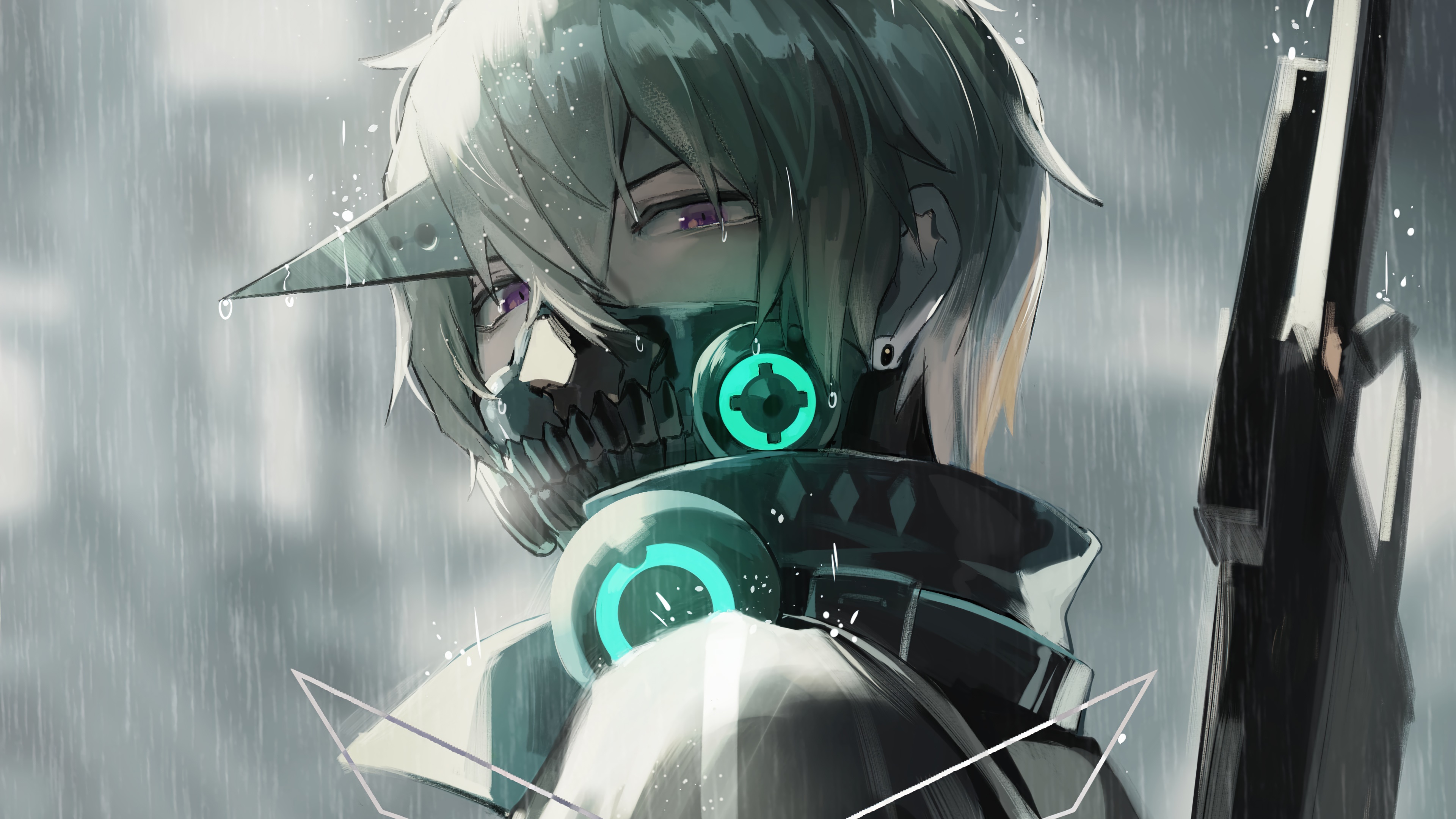 Punishing Gray Raven Character in Rain 4K HD Wallpaper
