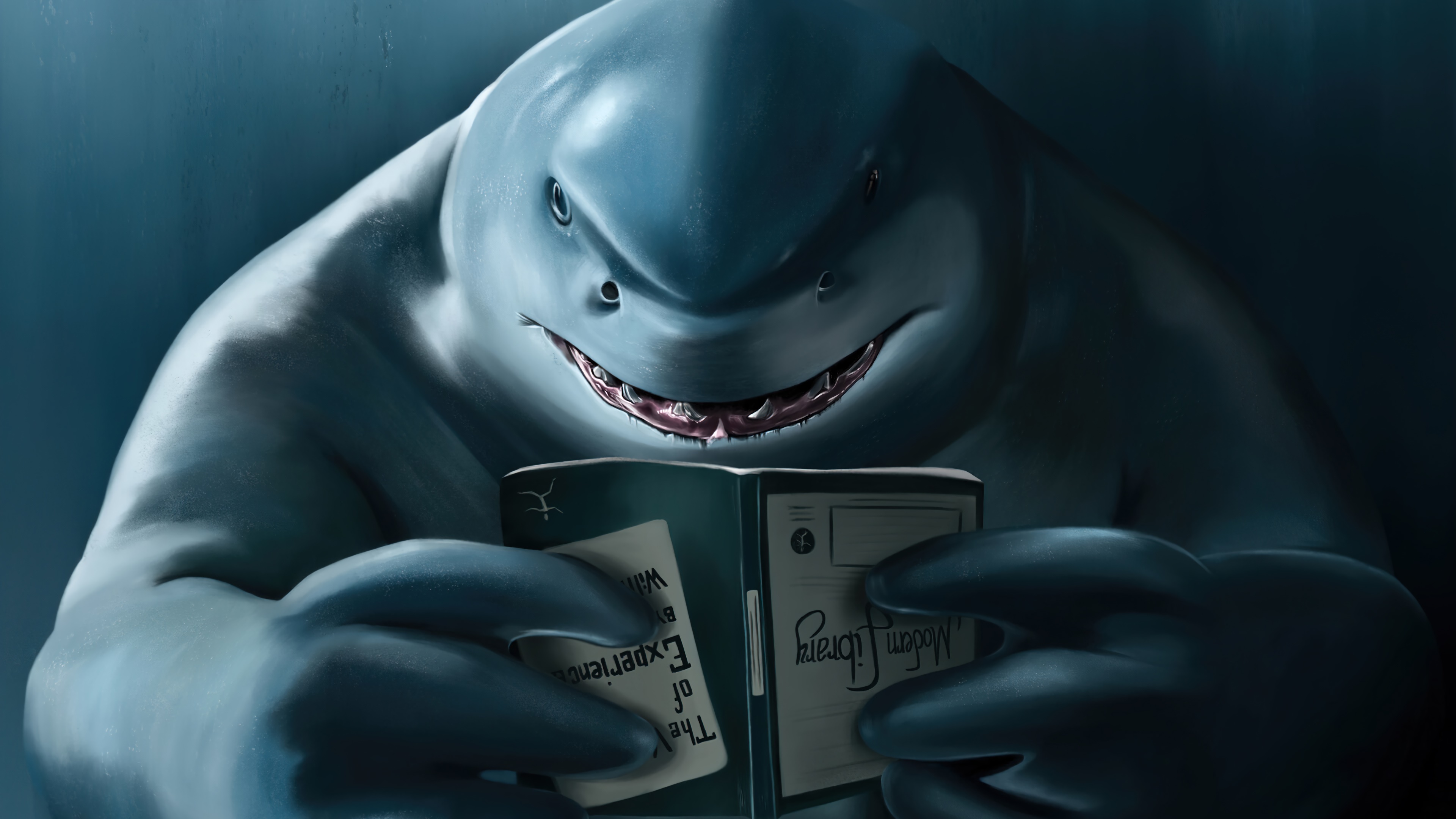 King Shark from Suicide Squad reading a book HD Wallpaper