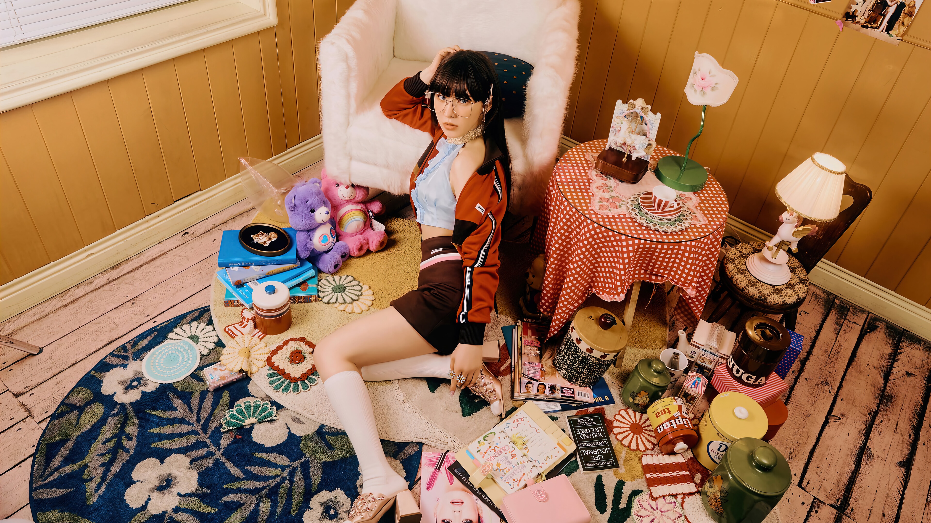 Wendy from Red Velvet on a rug with toys HD Wallpaper