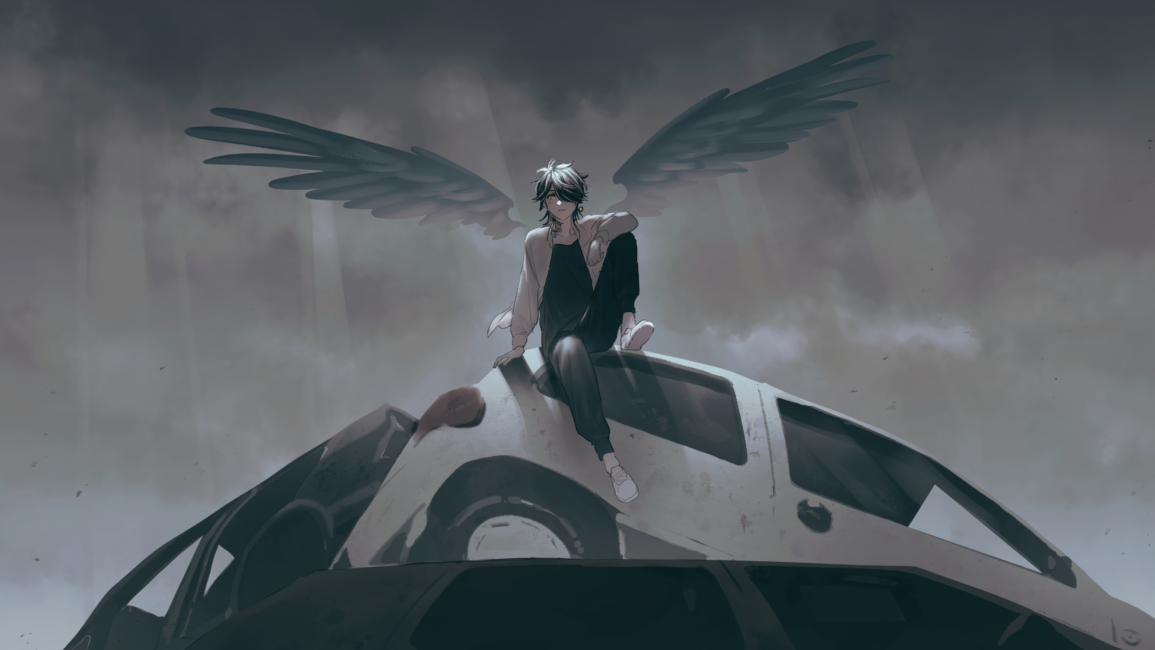 Kazutora from Tokyo Revengers with Dark Wings HD Wallpaper