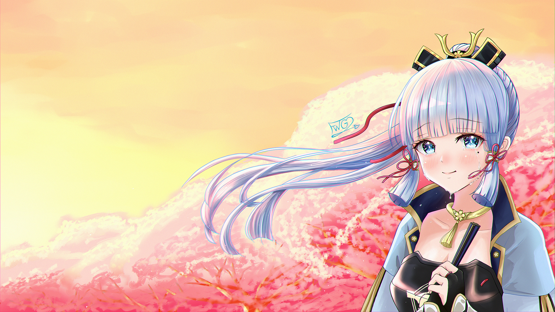 Kamisato Ayaka Genshin Impact Cherry Blossom HD Wallpaper
