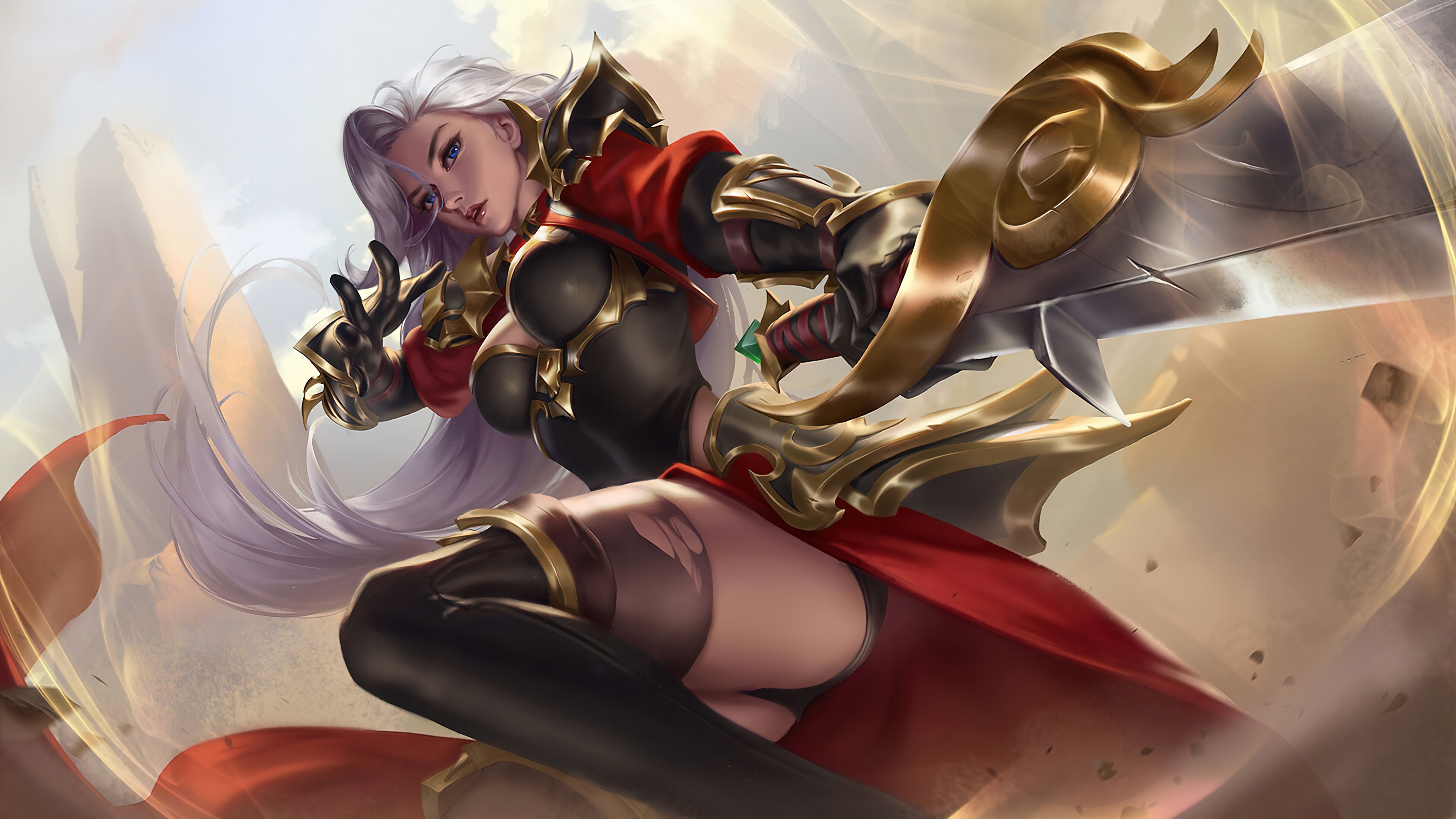 Fantasy warrior girl with sword 4K HD Wallpaper