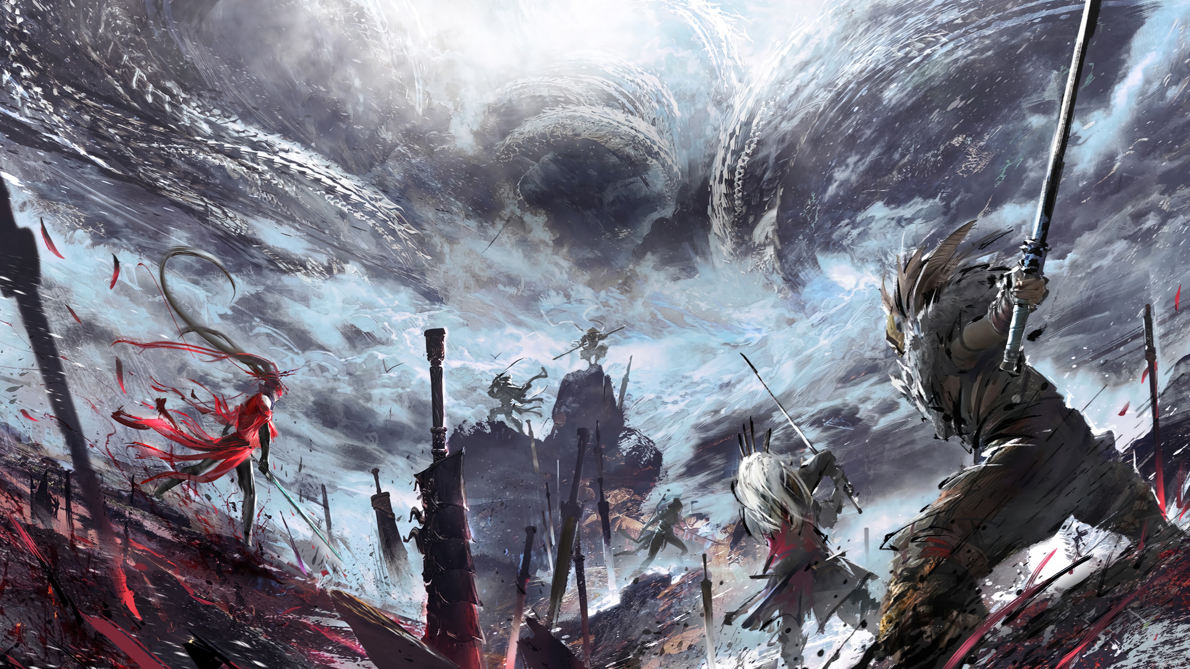 Naraka: Bladepoint characters in battle 4K HD Wallpaper