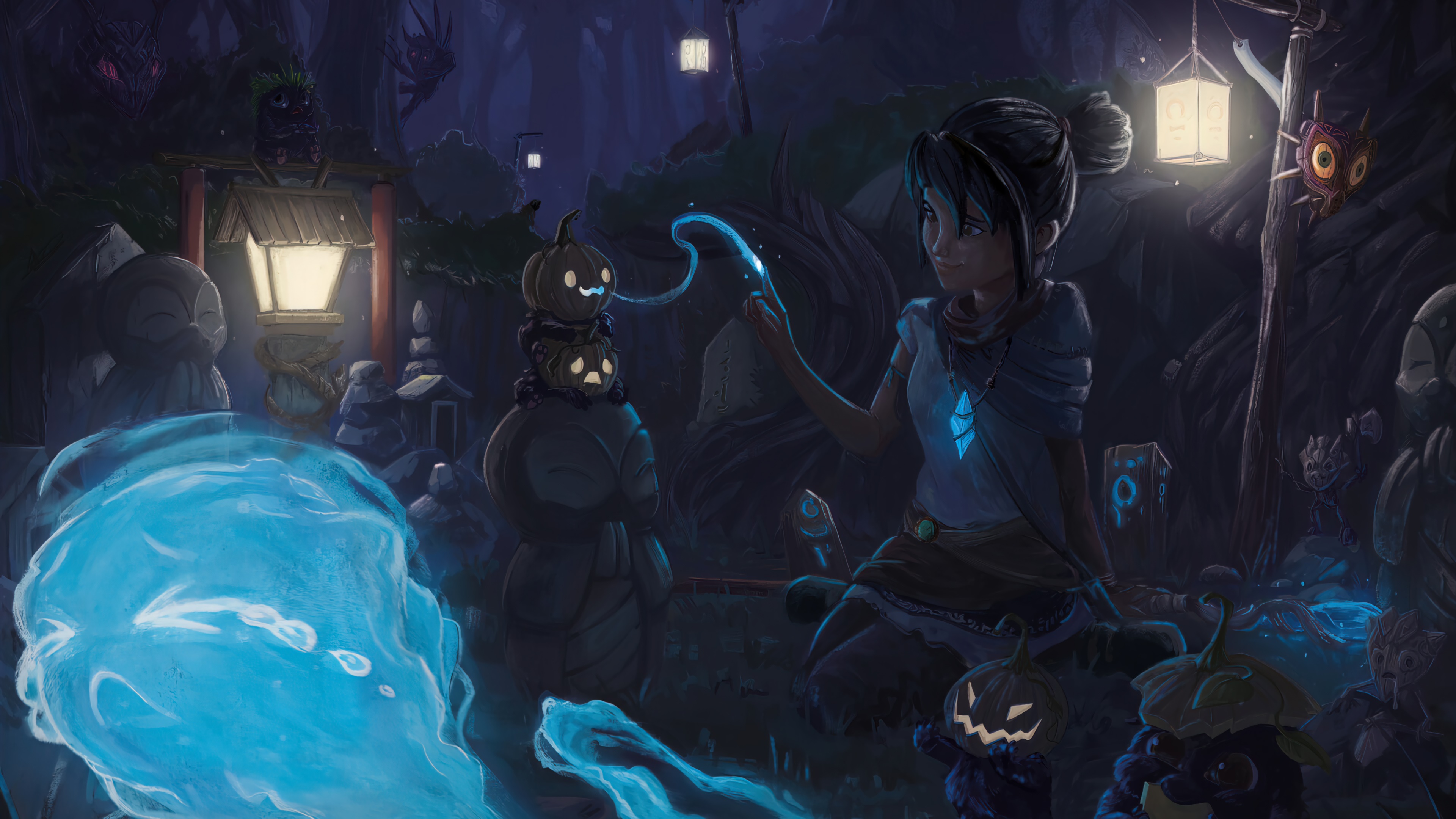 Kena from Kena: Bridge of Spirits with Rot HD Wallpaper