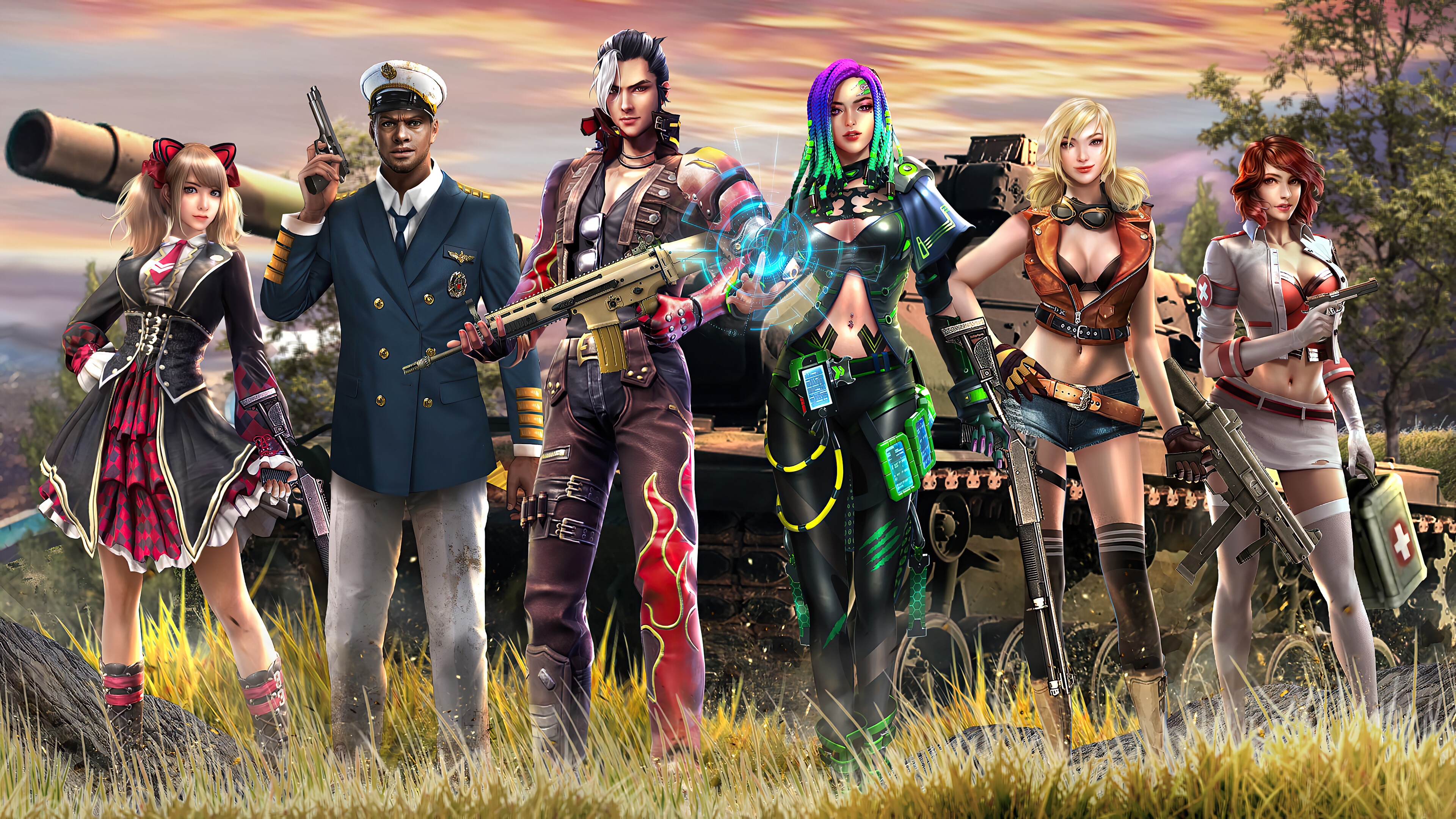 Characters from Garena Free Fire 4K HD Wallpaper