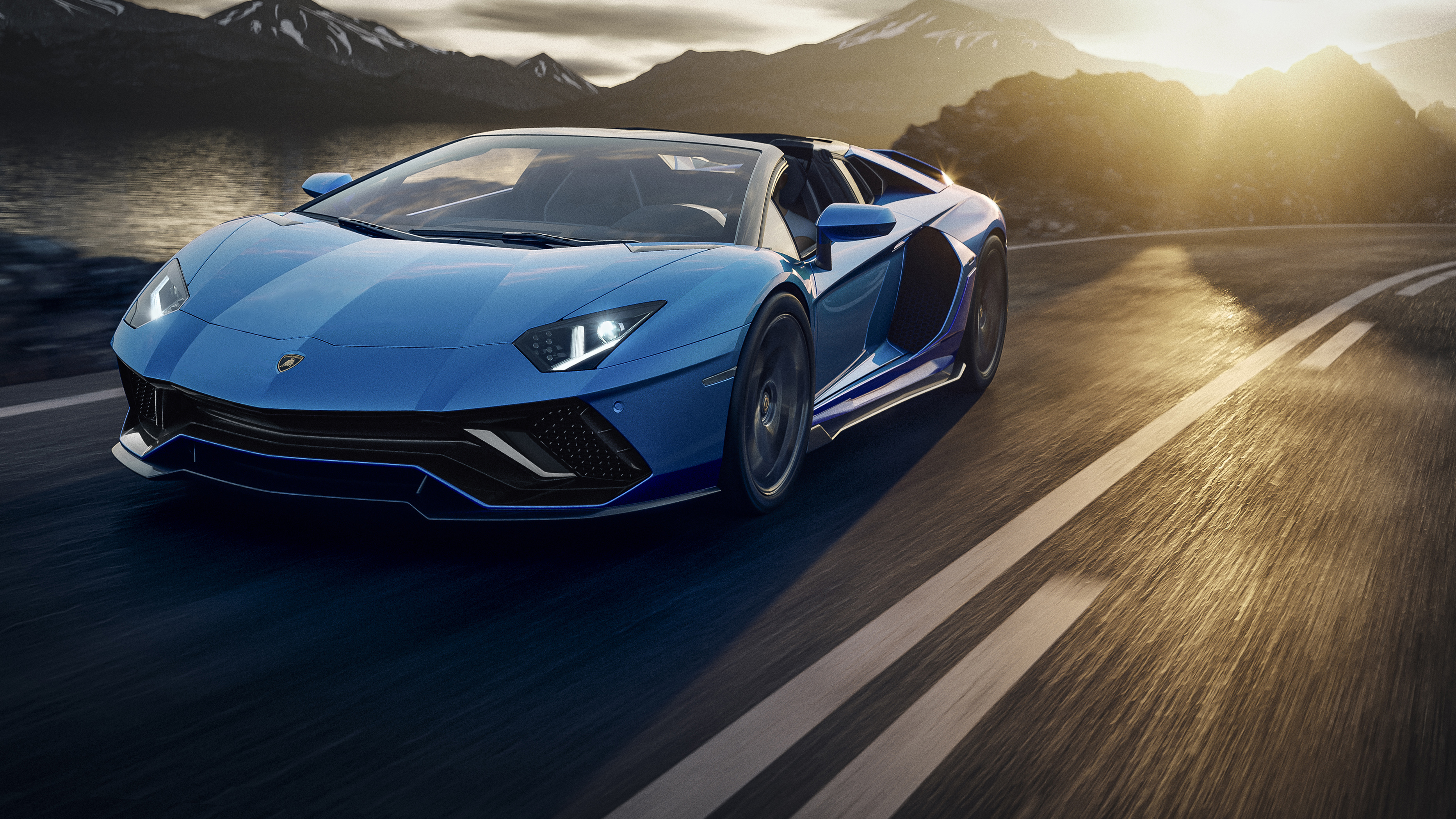 Blue 2021 Lamborghini Aventador LP 780-4 Ultimae Roadster HD Wallpaper