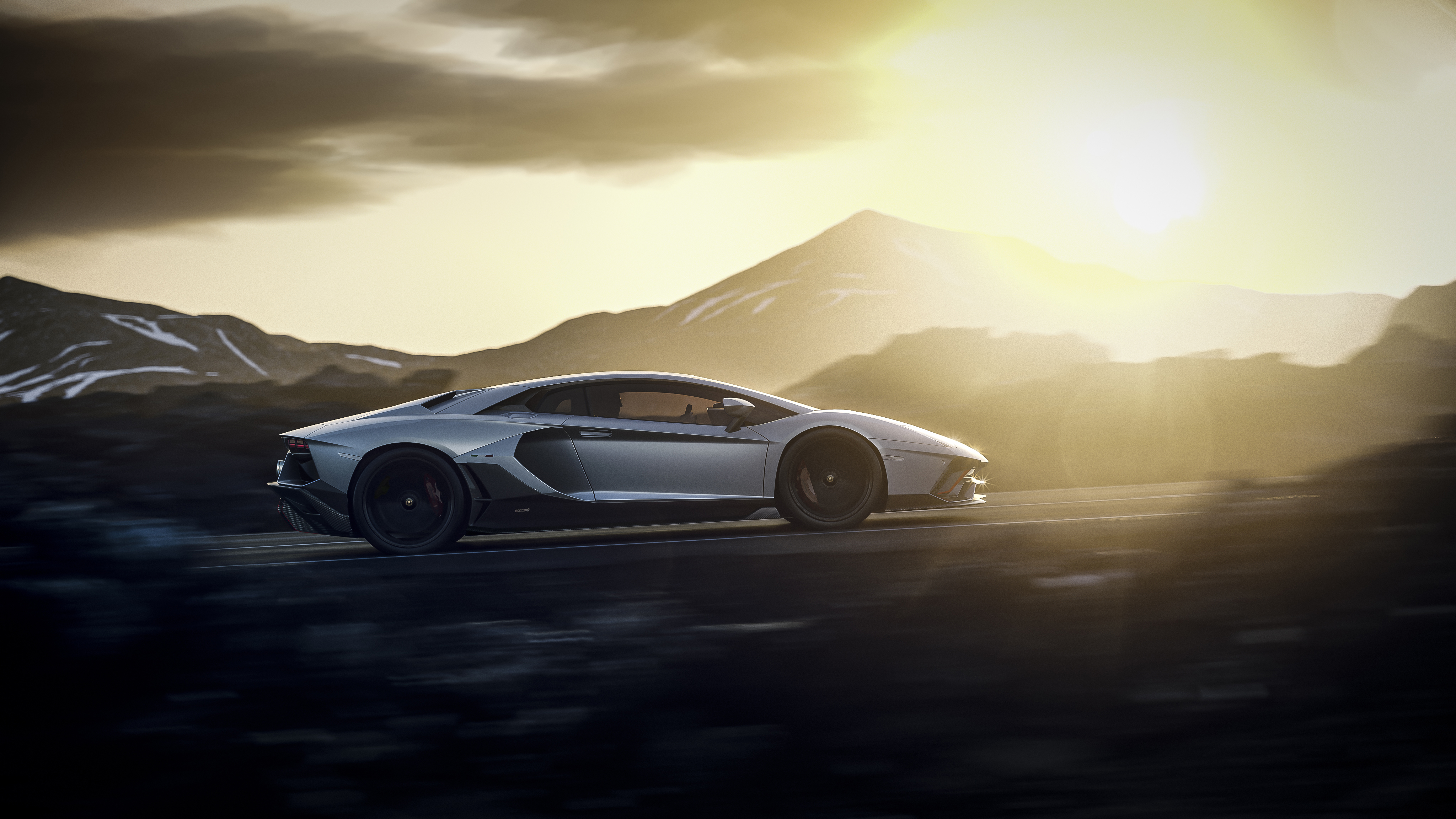 Lamborghini Aventador Ultimae driving at sunset HD Wallpaper