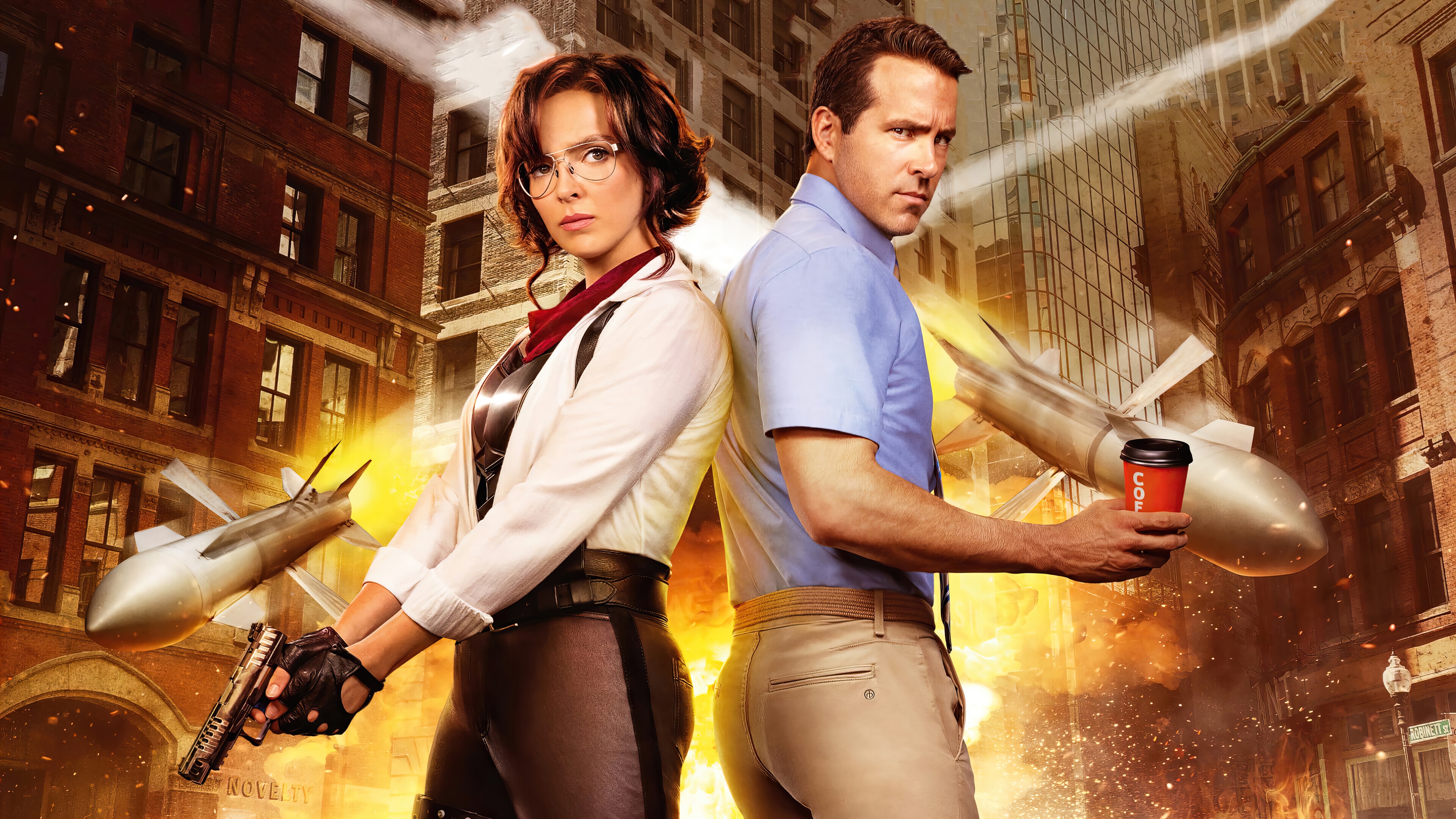 Ryan Reynolds and Jodie Comer from Free Guy 4K HD Wallpaper