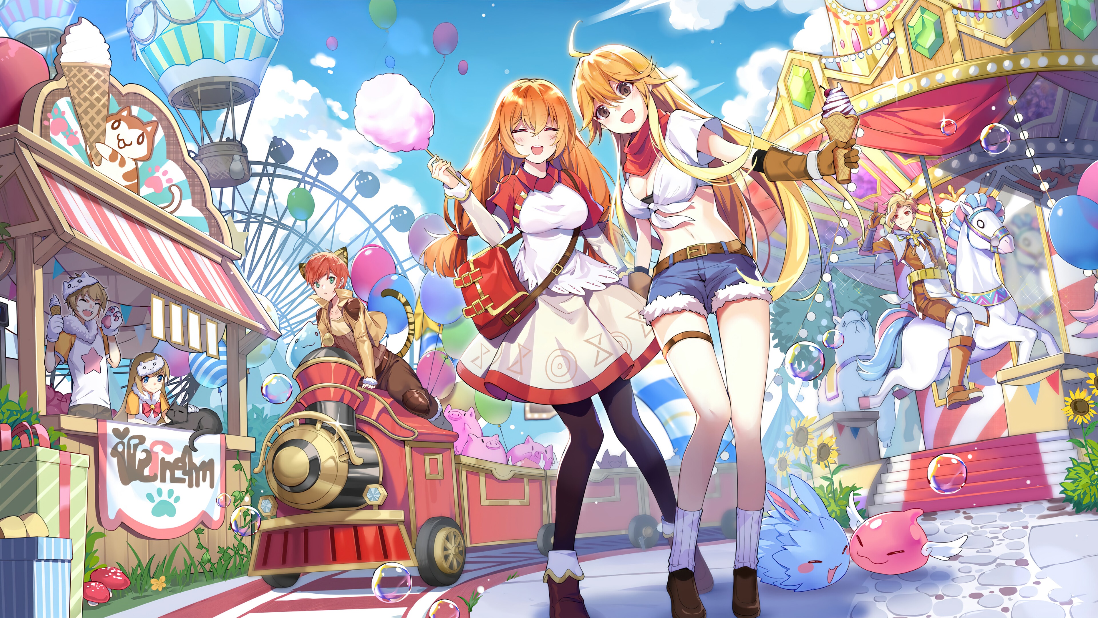 Ragnarok X: Next Generation anime girls at amusement park HD Wallpaper