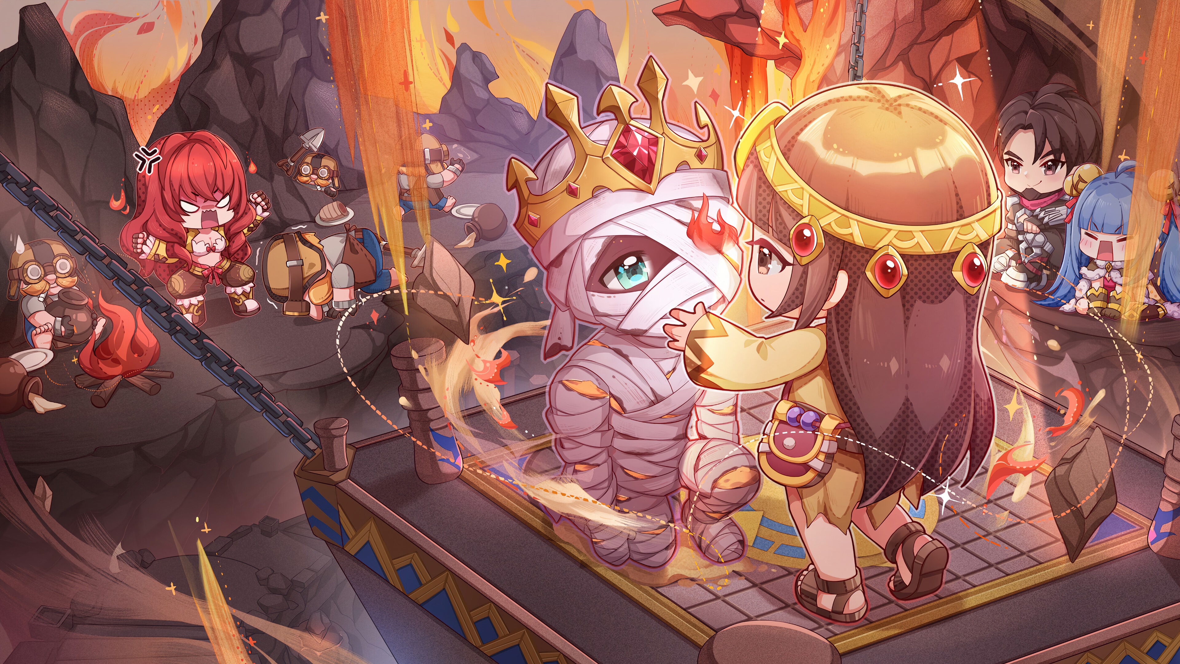 Chibi mummy and girl from Ragnarok X: Next Generation HD Wallpaper