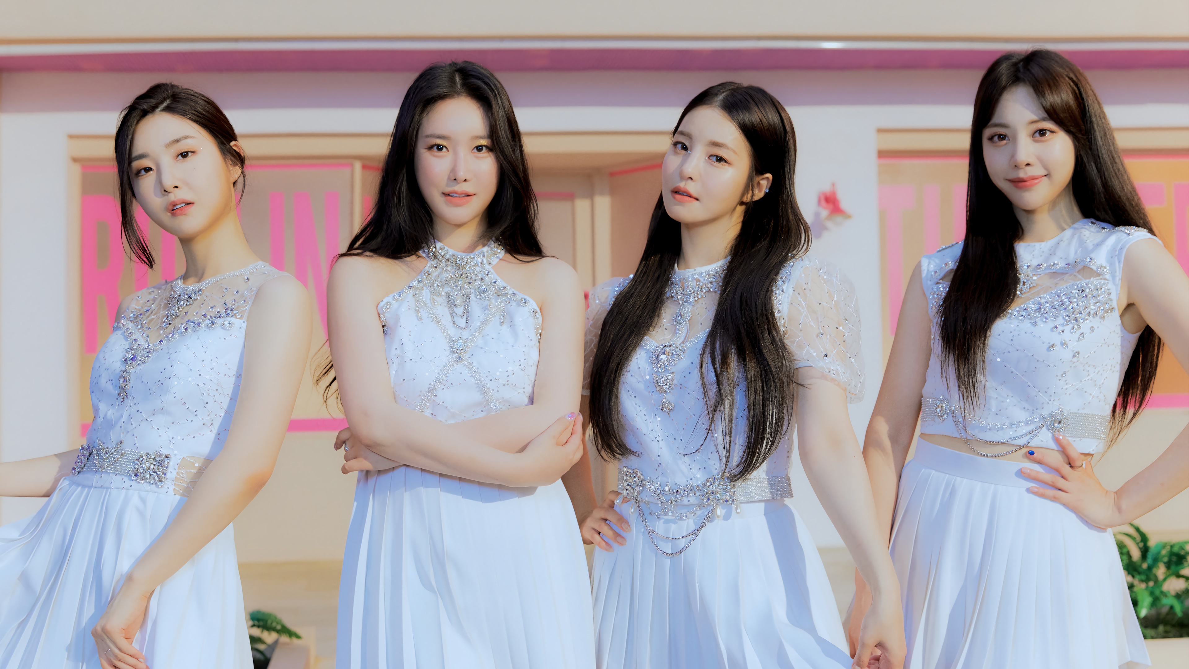 Brave Girls members in white dresses HD Wallpaper