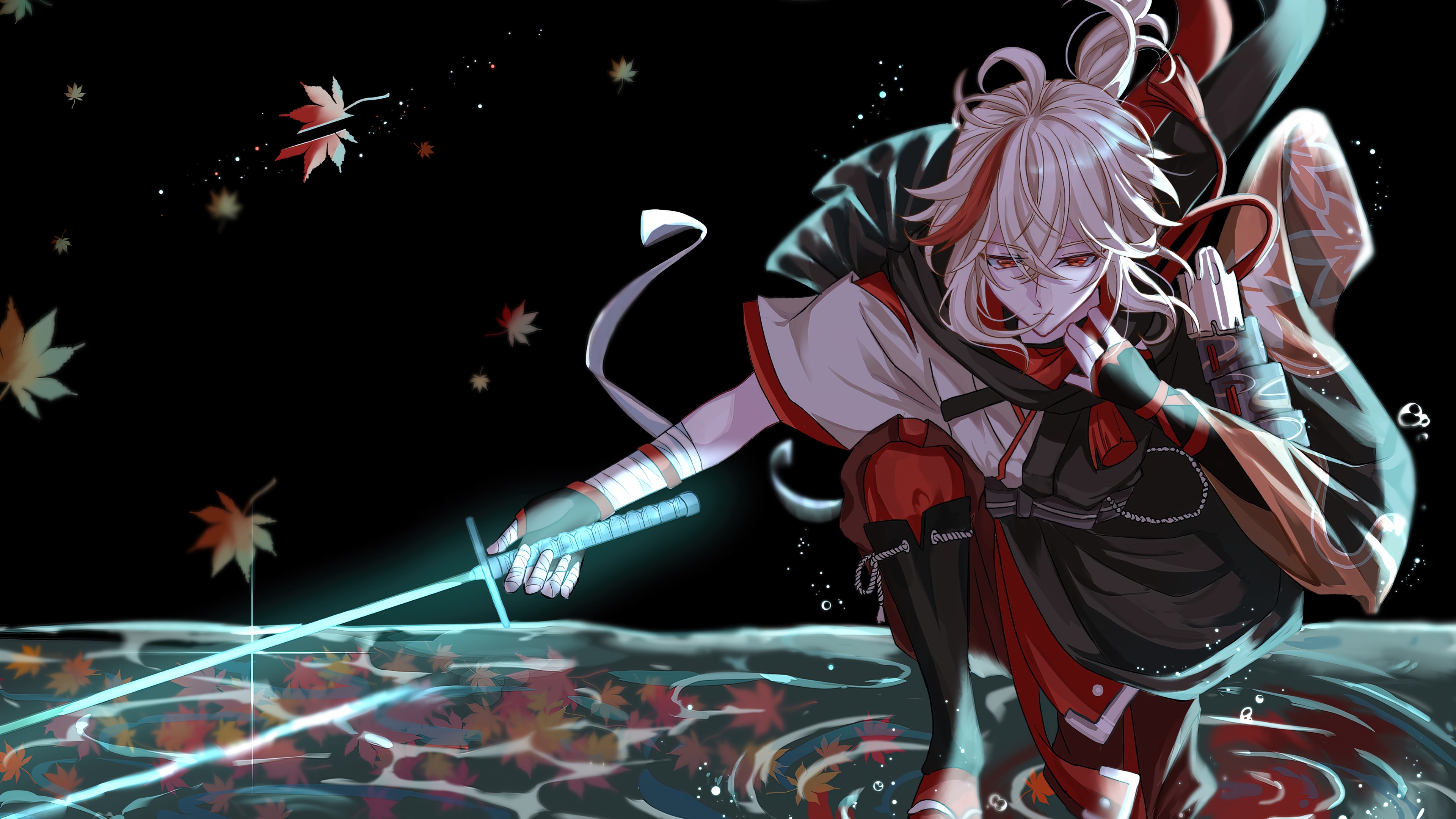 Kazuha from Genshin Impact with glowing sword HD Wallpaper