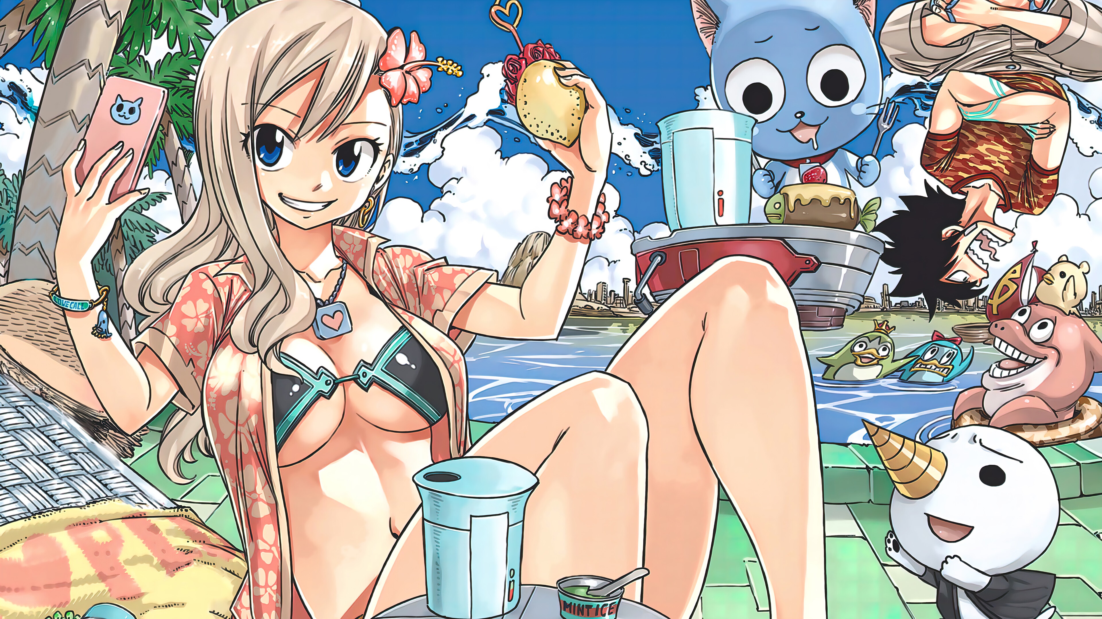 Rebecca and Happy from Edens Zero at the beach HD Wallpaper