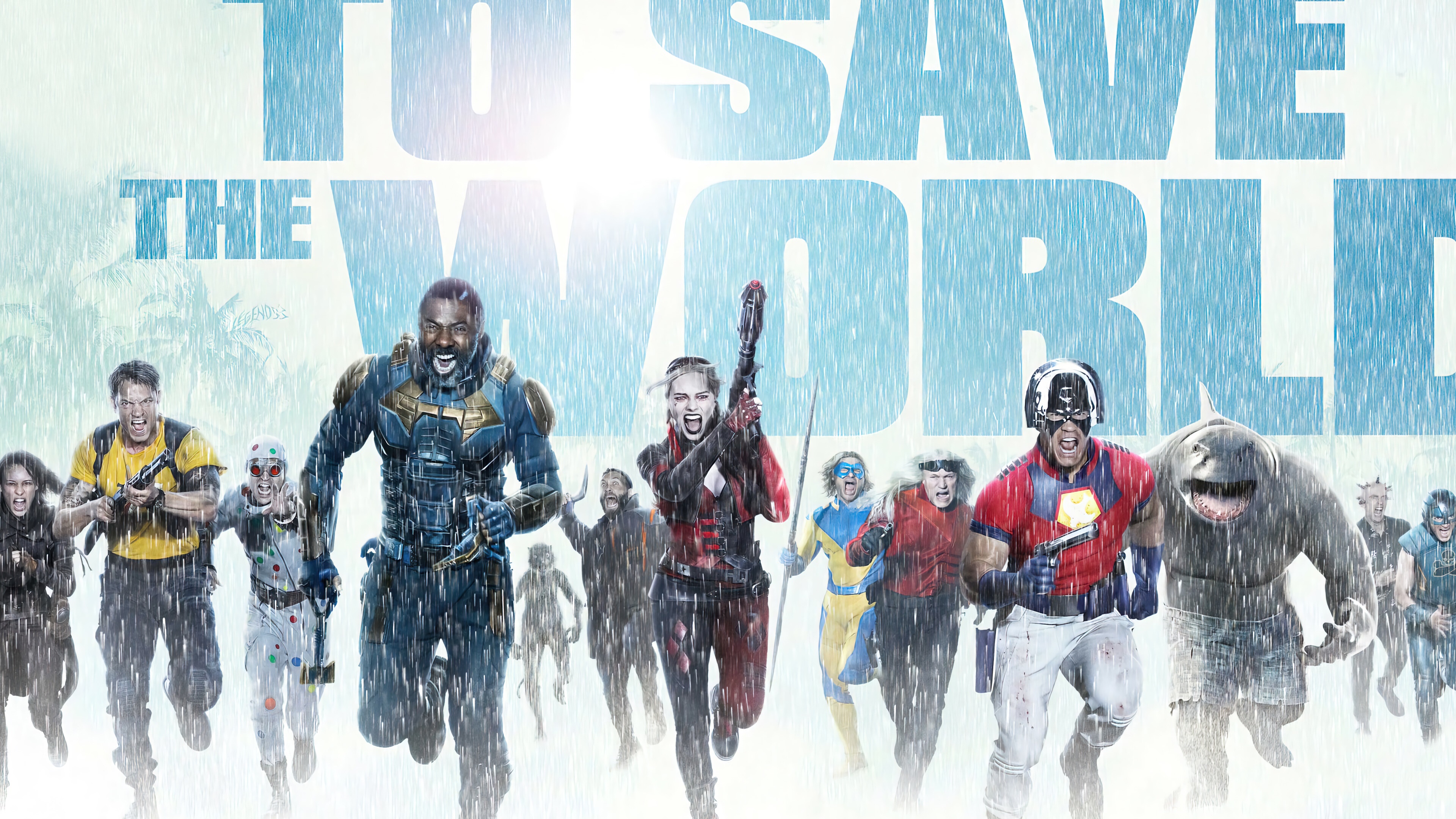 The Suicide Squad members running in the rain HD Wallpaper