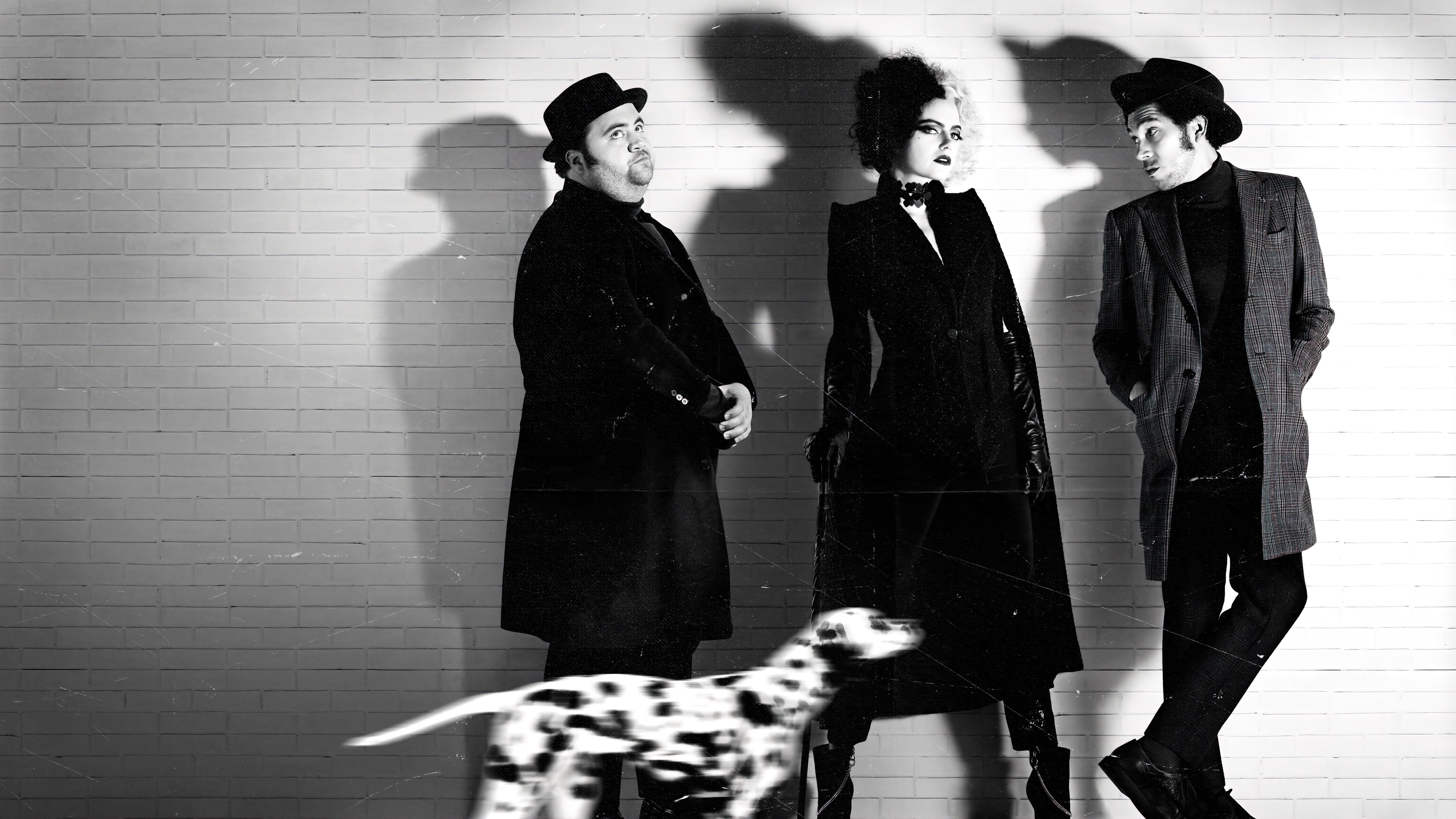 Cruella and henchmen with dalmatian HD Wallpaper