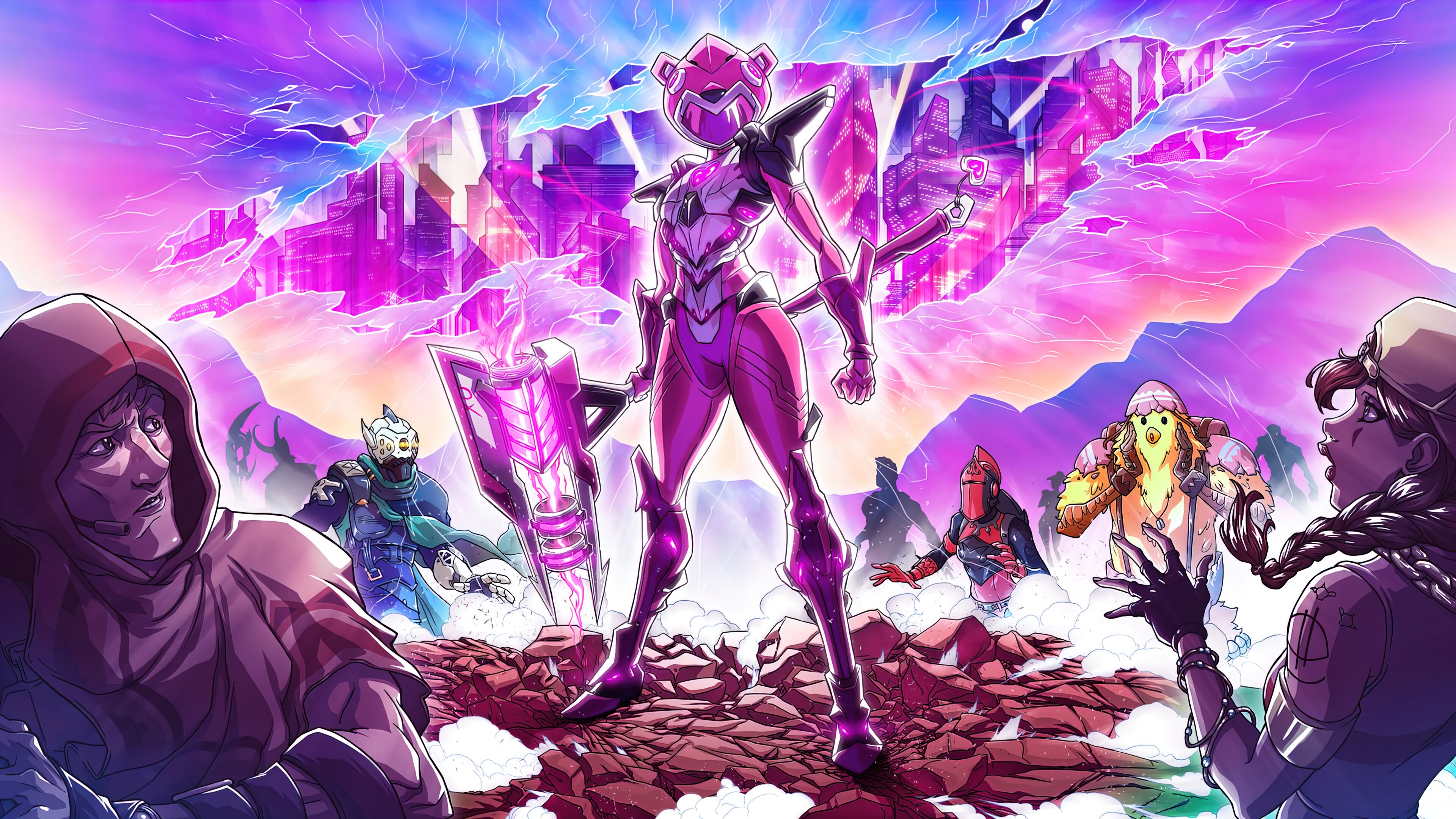 Mecha Cuddle Master and team in Fortnite 4K HD Wallpaper