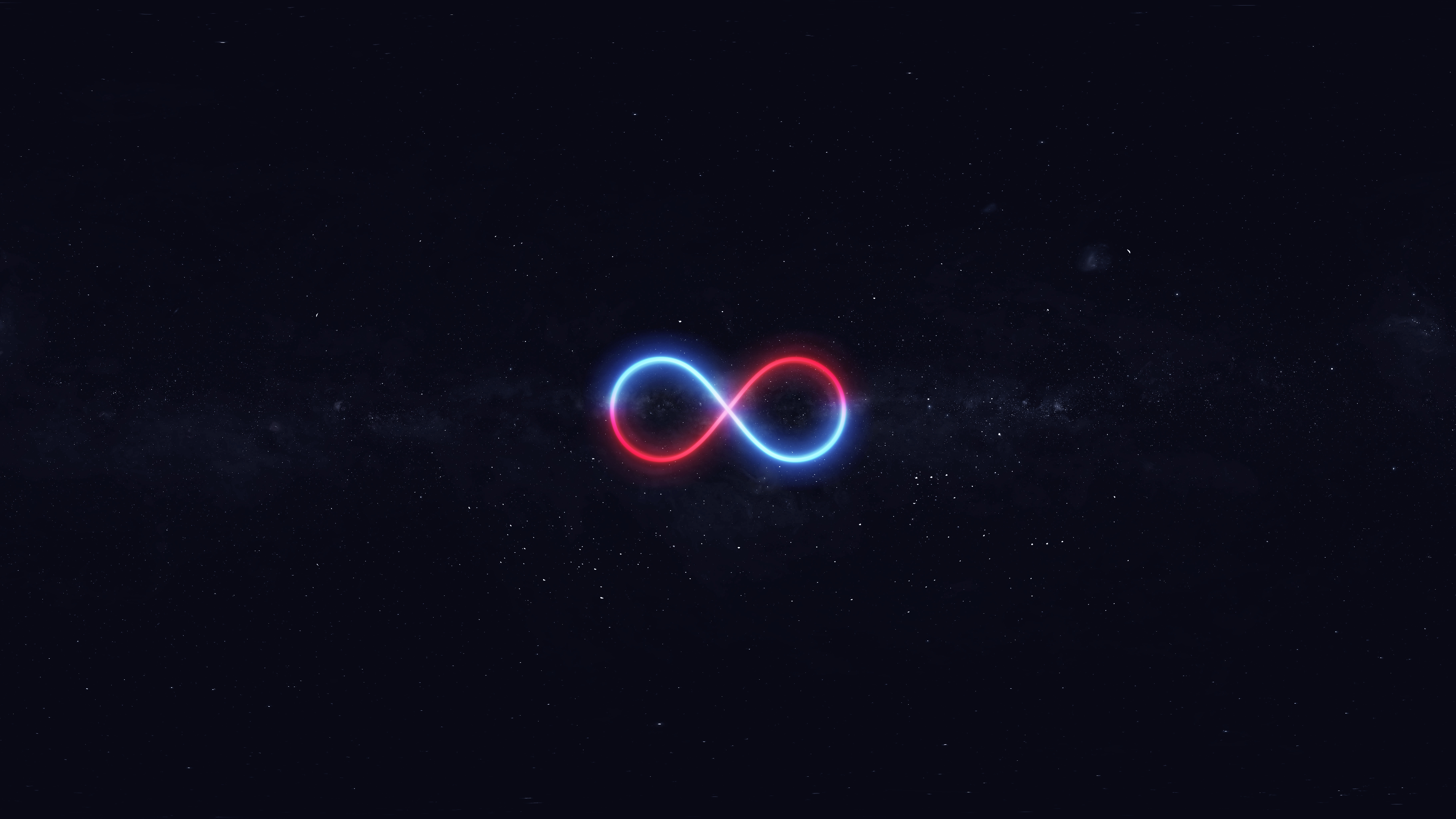 Artistic space infinity symbol with red and blue neon lights HD Wallpaper