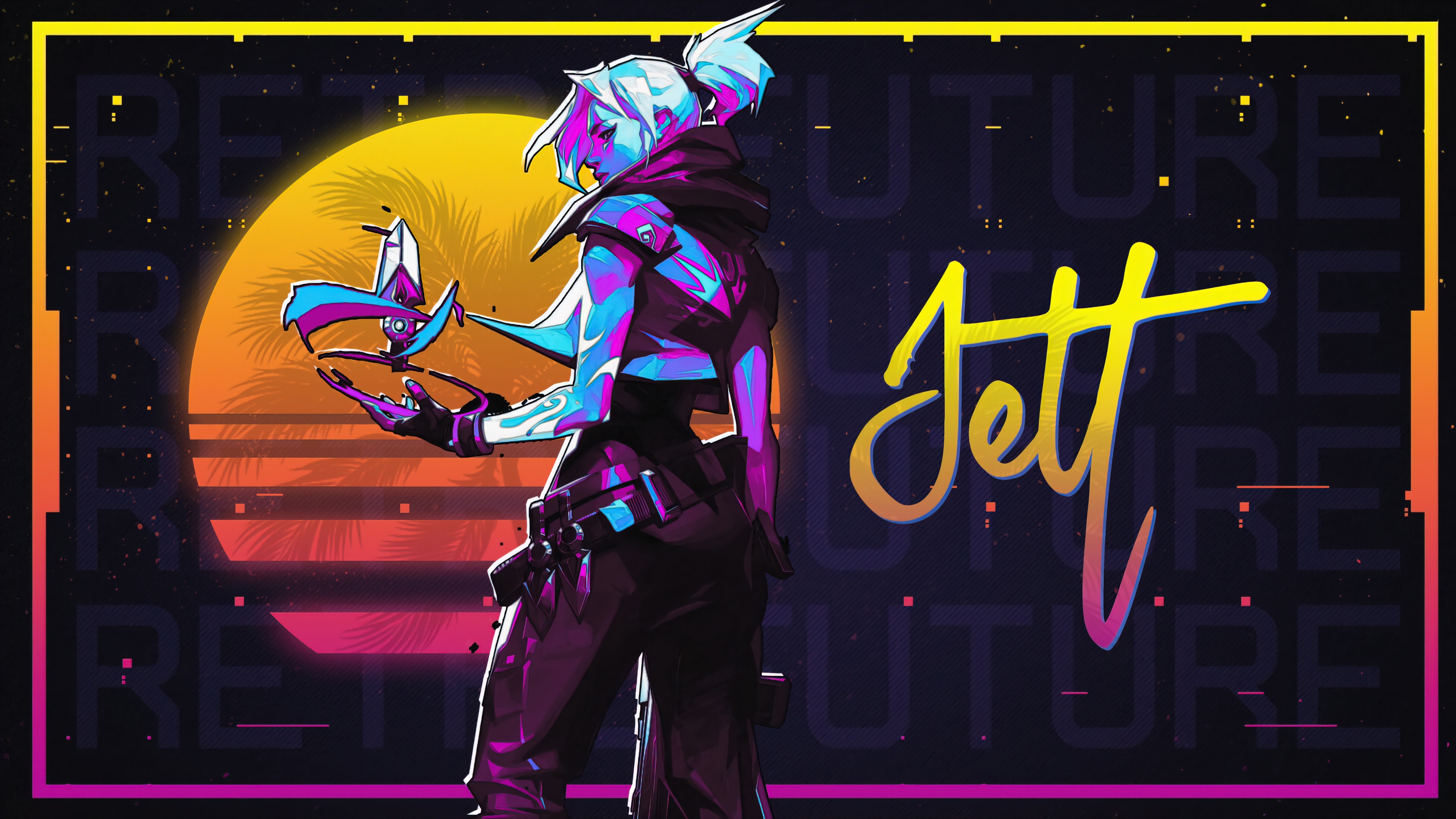 Jett from Valorant Synthwave Art HD Wallpaper