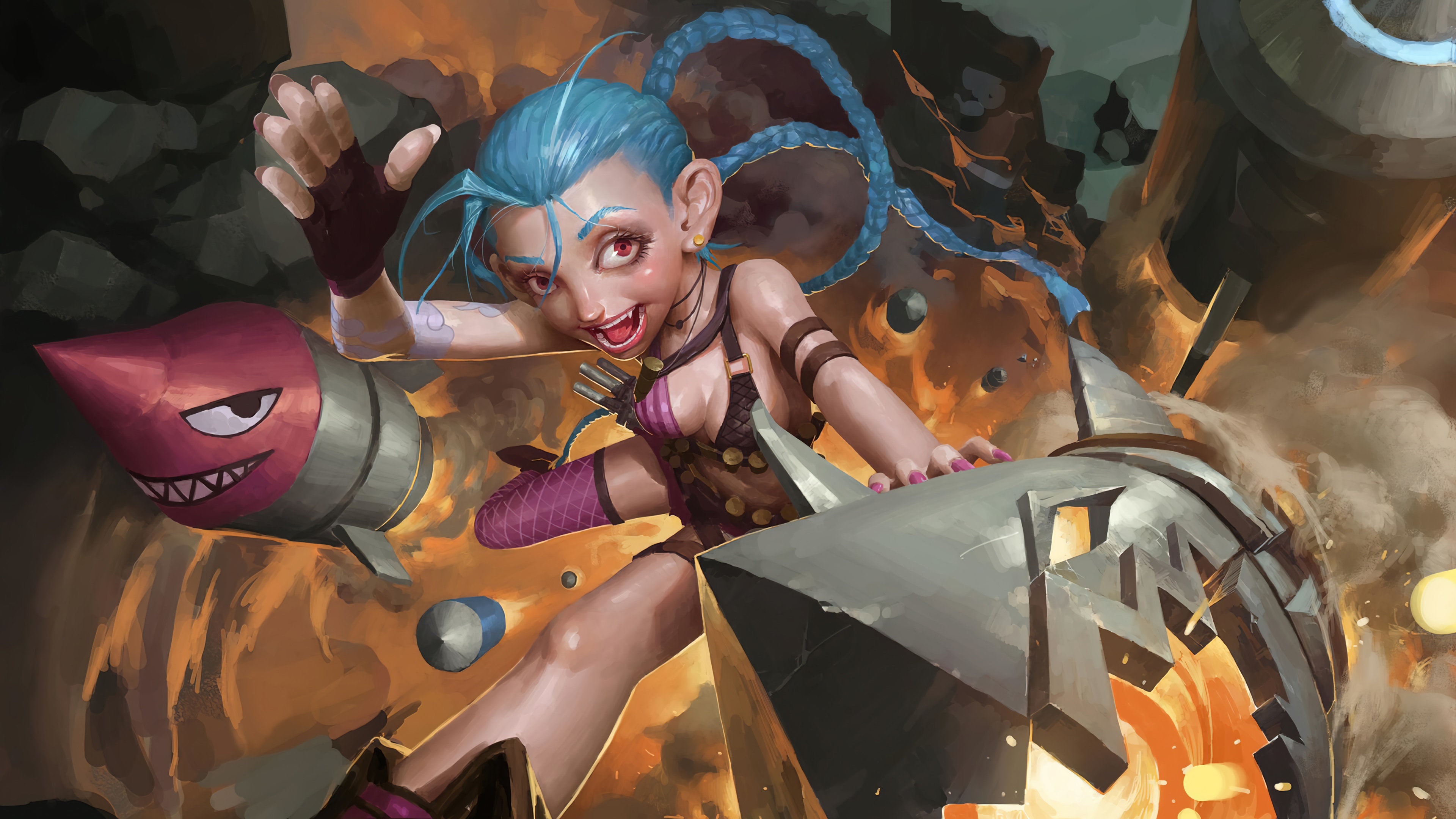 Jinx with Rockets and Missiles from League of HD Wallpaper