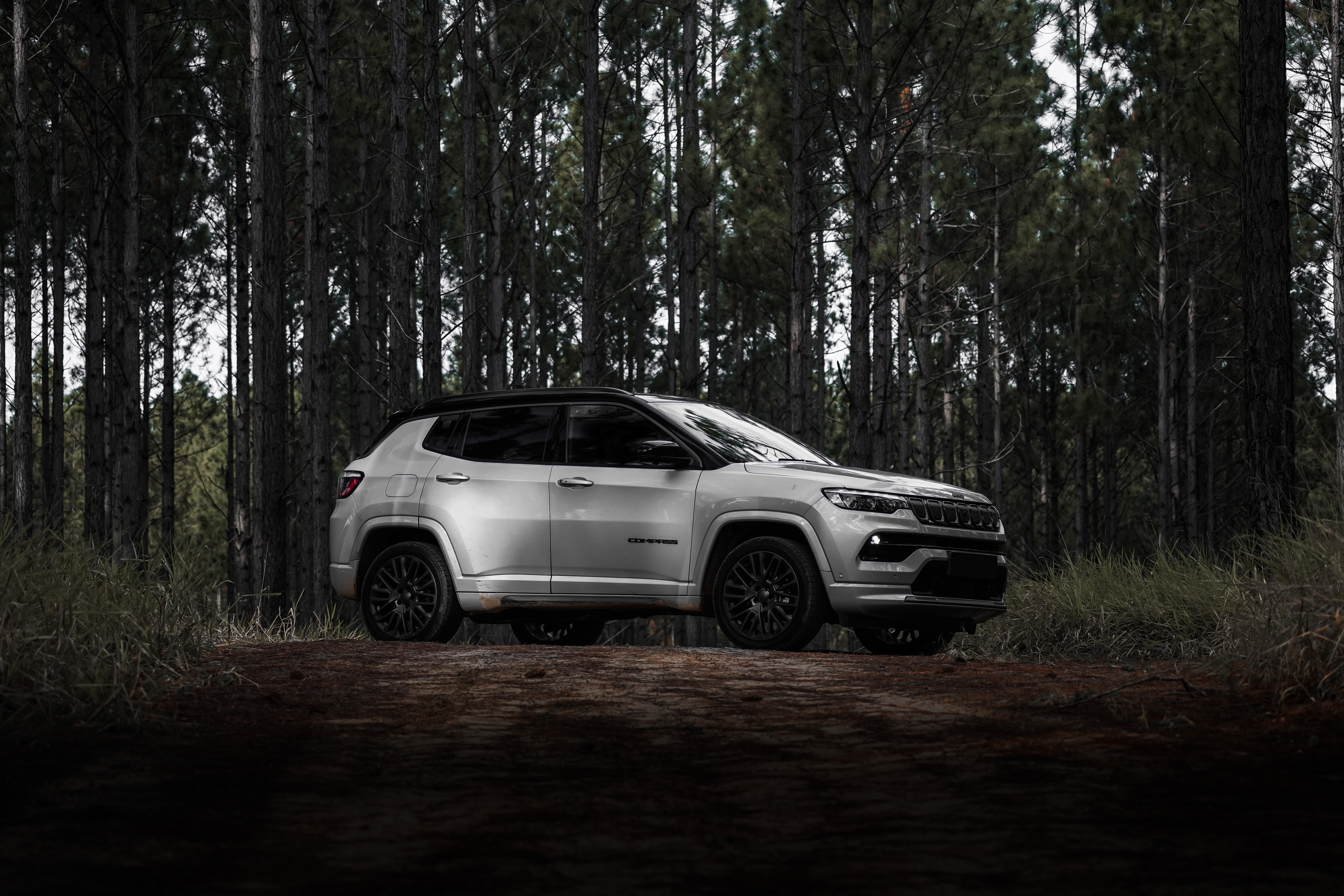 2021 Jeep Compass S AU-spec SUV in forest HD Wallpaper