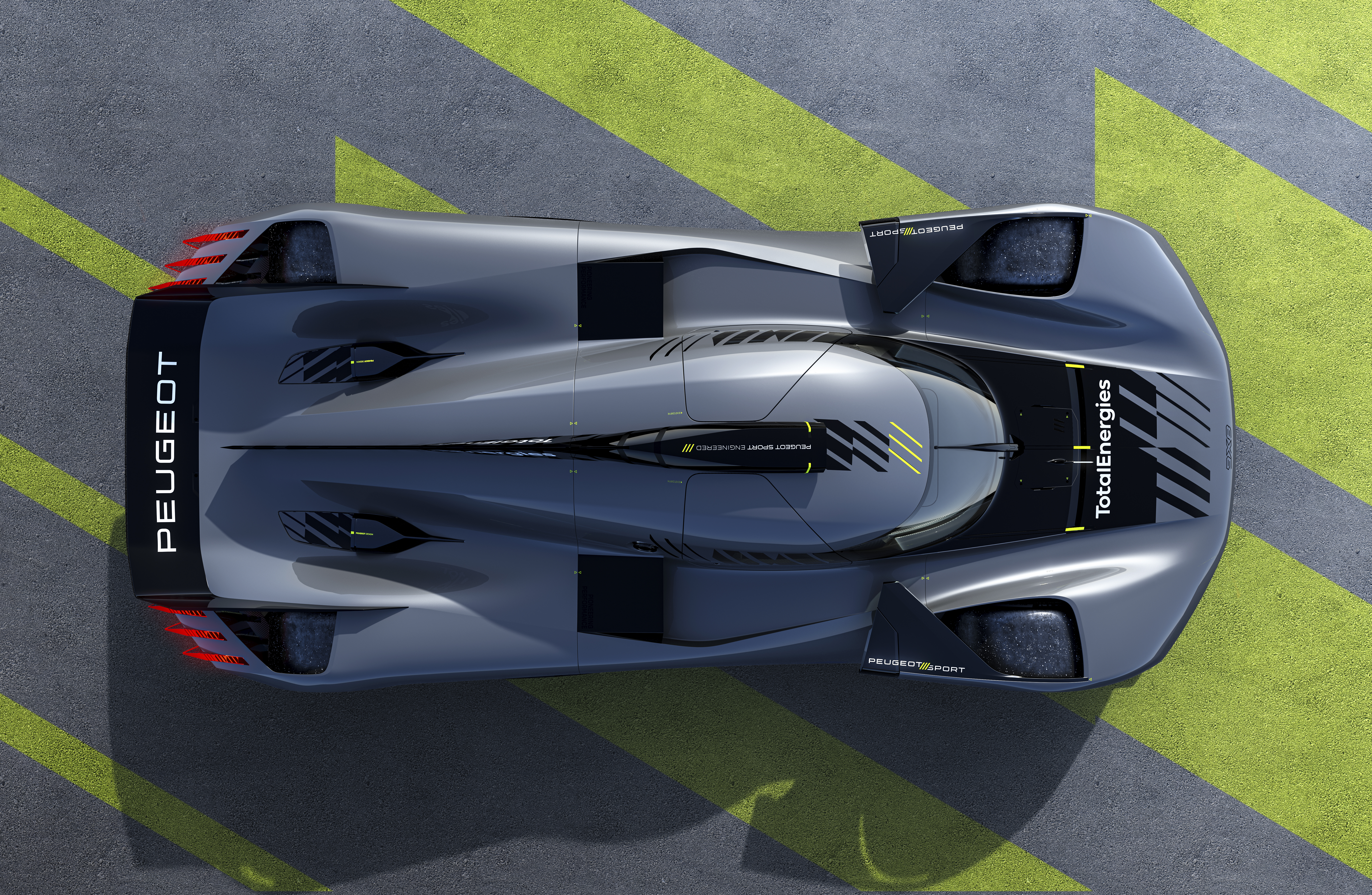Peugeot 9X8 Hypercar from above HD Wallpaper