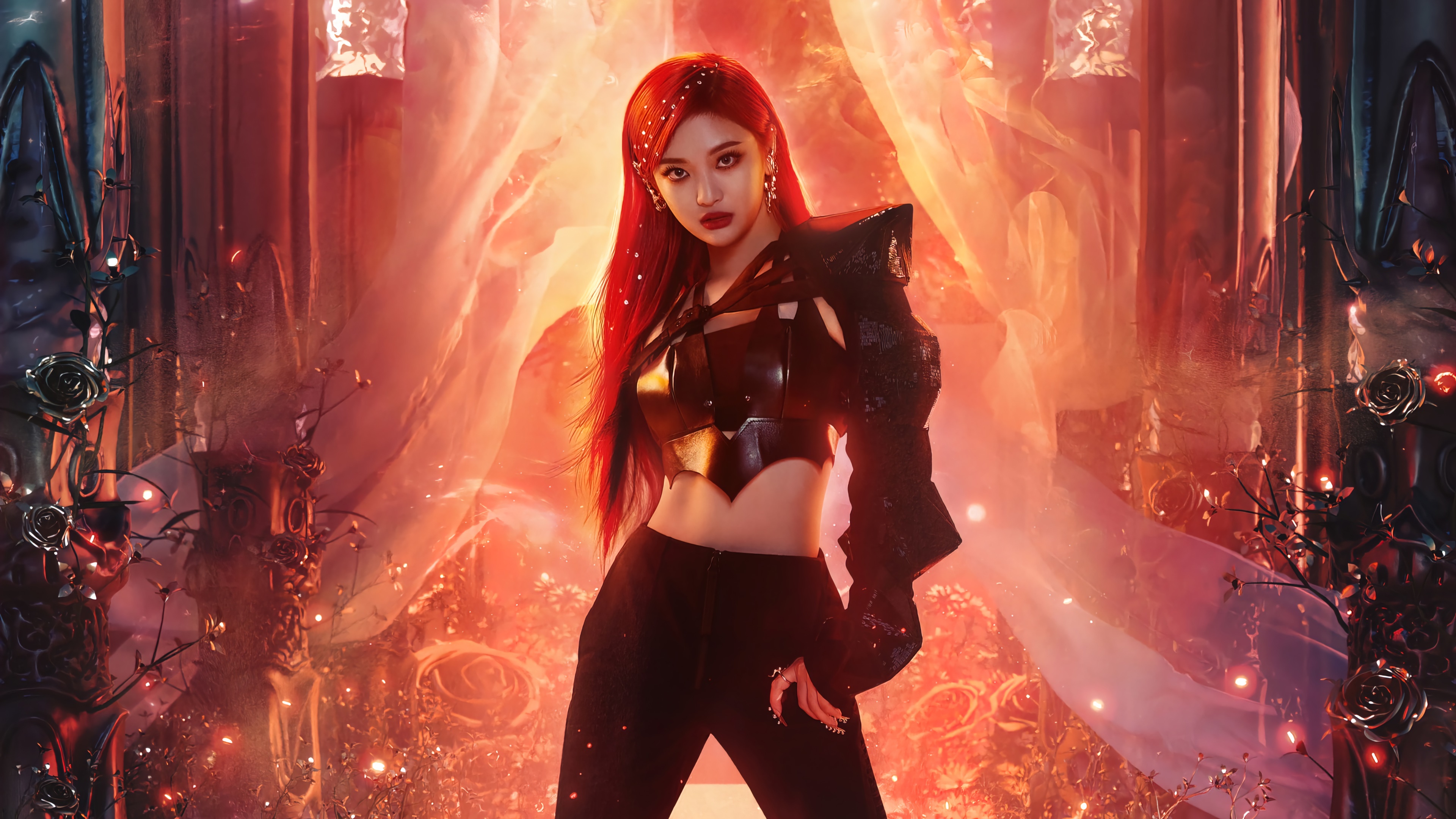 Ningning from aespa in a dark fantasy setting HD Wallpaper