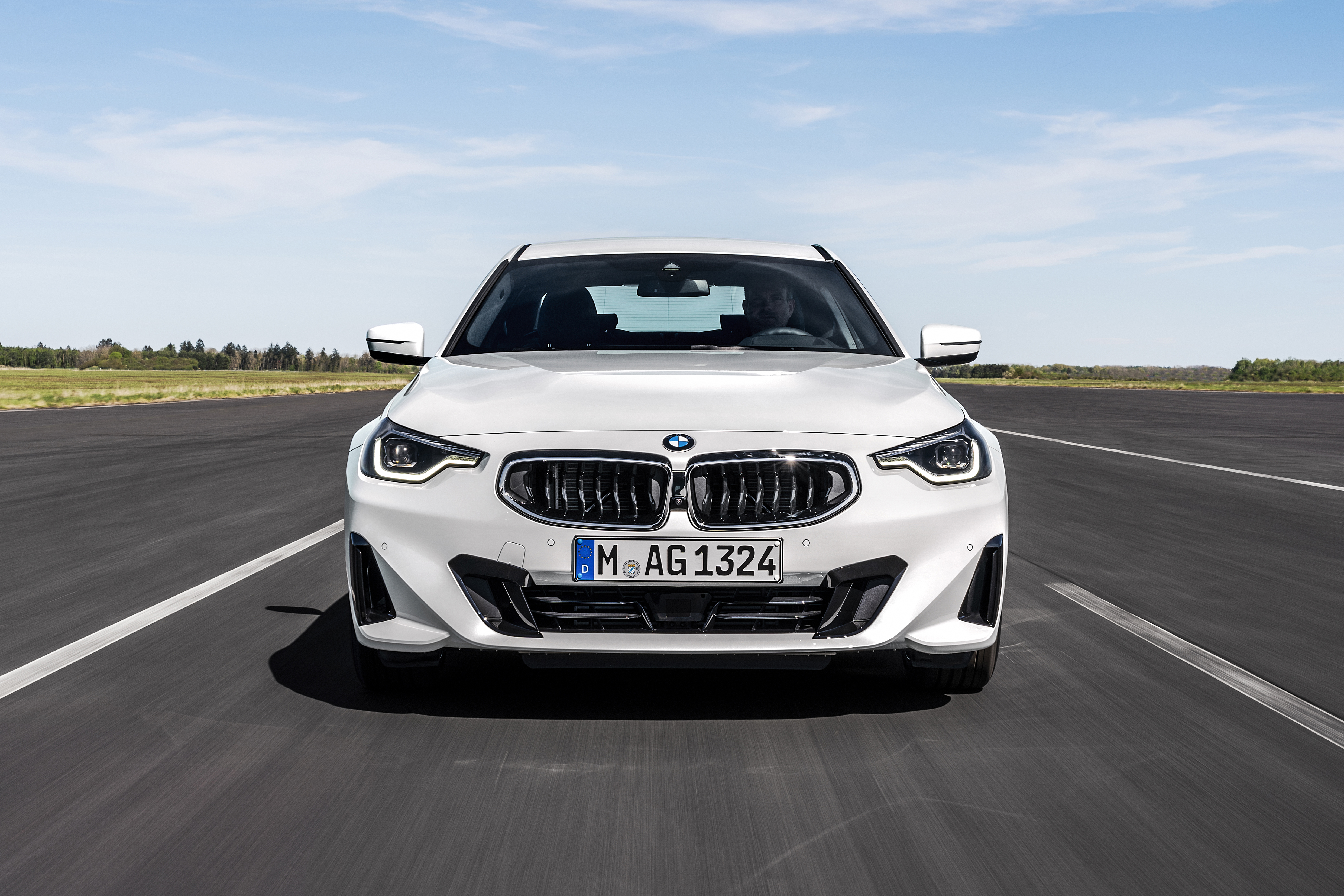 White BMW 220i Coupe on a road HD Wallpaper